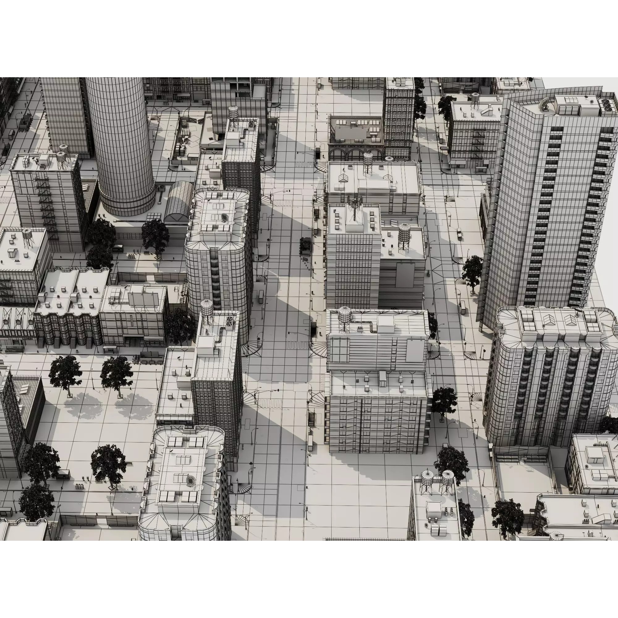 Modern City Buildings Pack - Low-Poly Game-Ready 3D Model - View 18