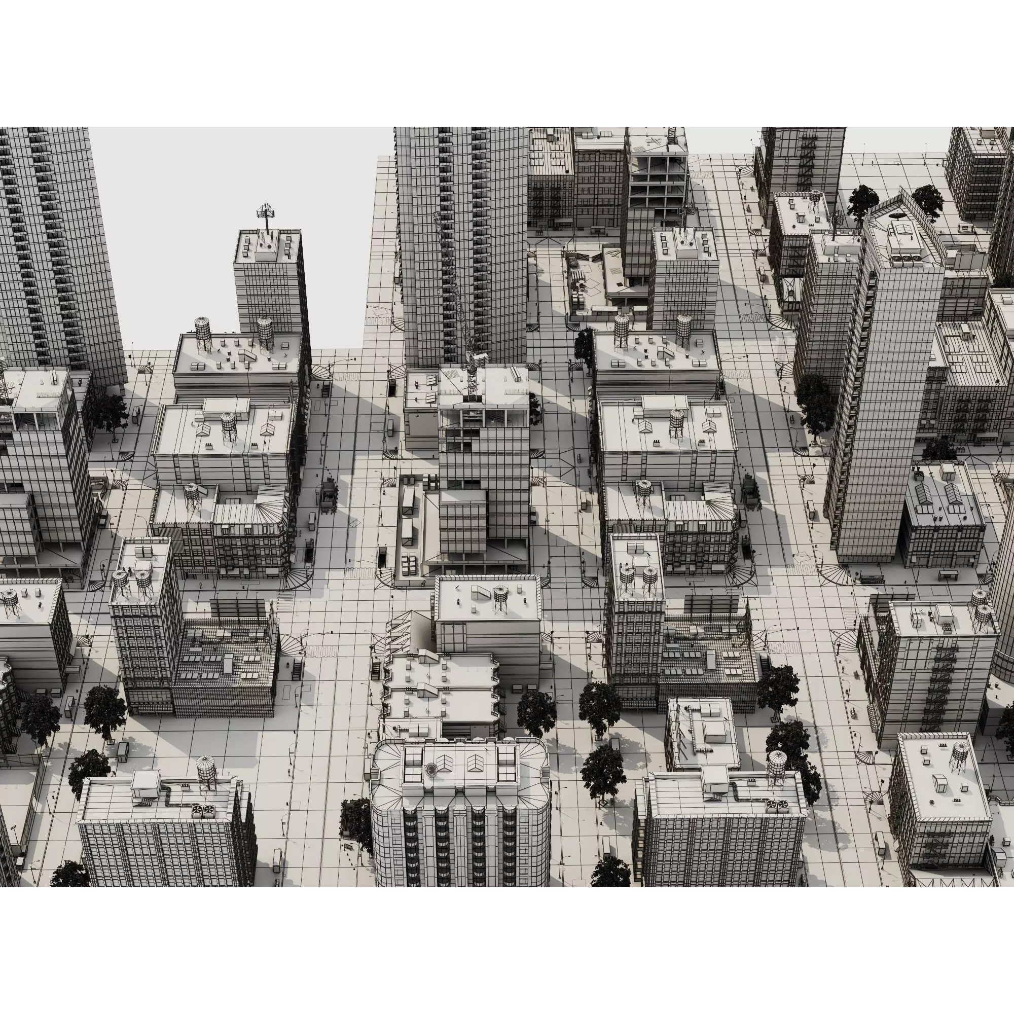 Modern City Buildings Pack - Low-Poly Game-Ready 3D Model - View 19