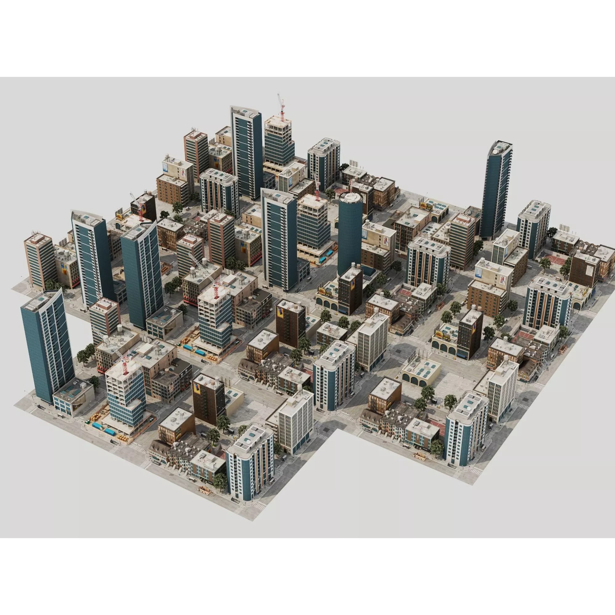 Modern City Buildings Pack - Low-Poly Game-Ready 3D Model - View 2