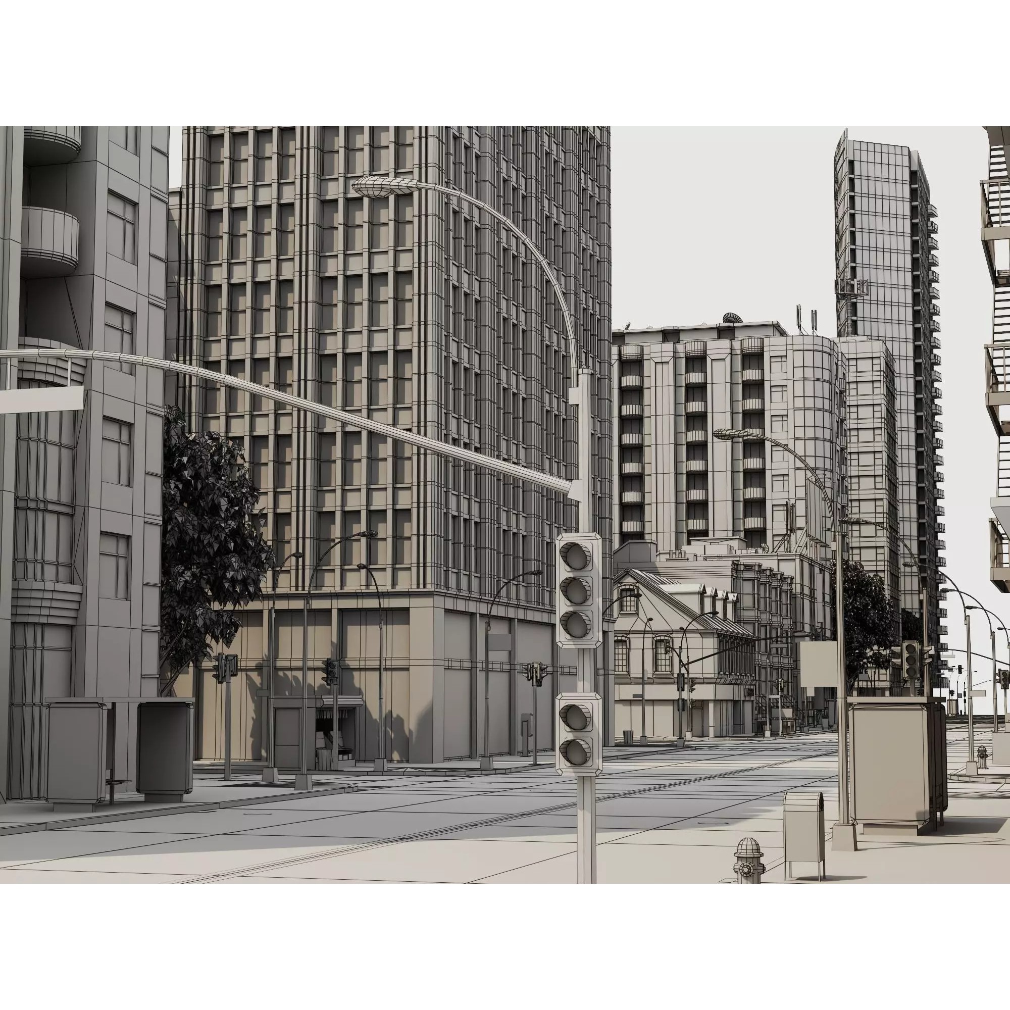Modern City Buildings Pack - Low-Poly Game-Ready 3D Model - View 21