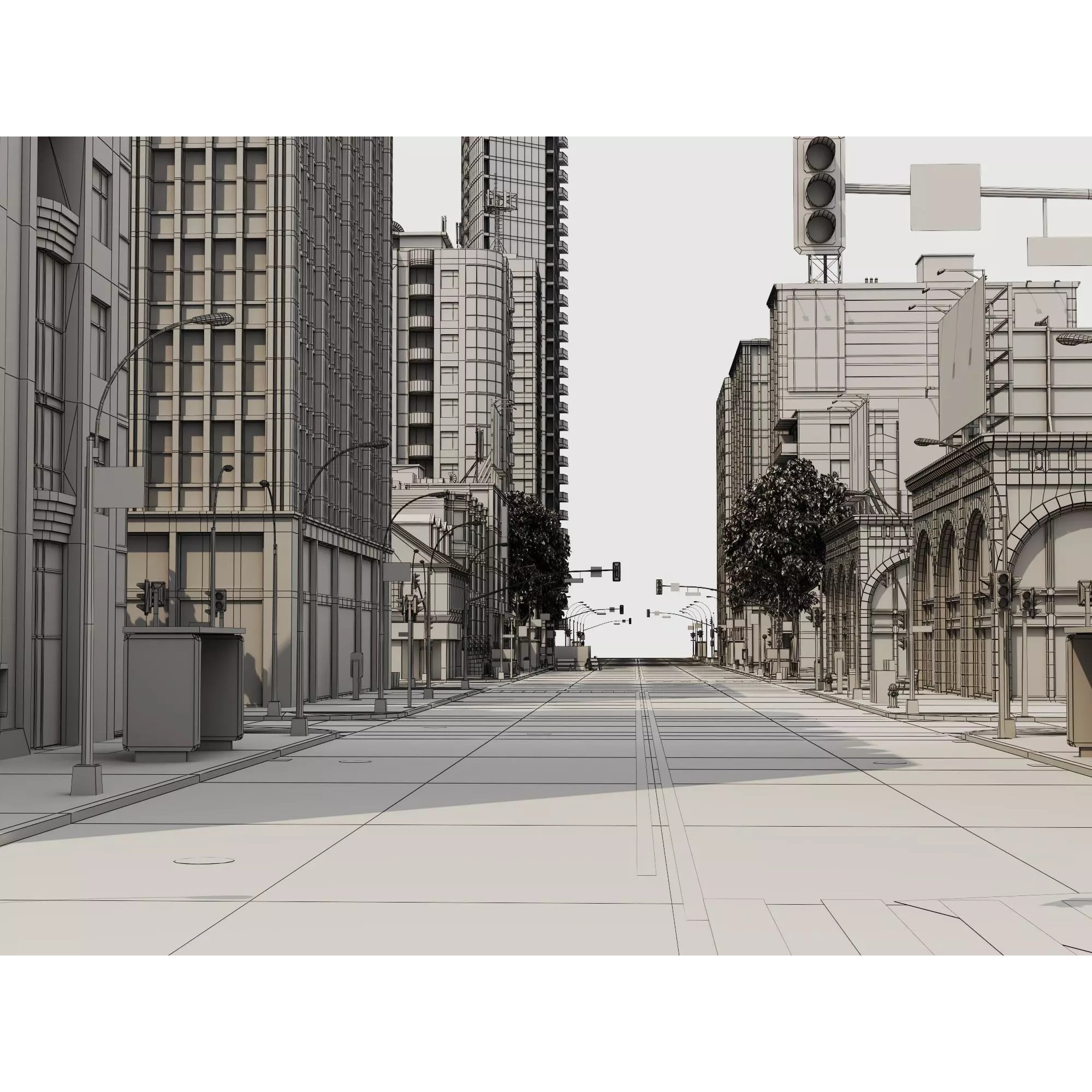 Modern City Buildings Pack - Low-Poly Game-Ready 3D Model - View 22