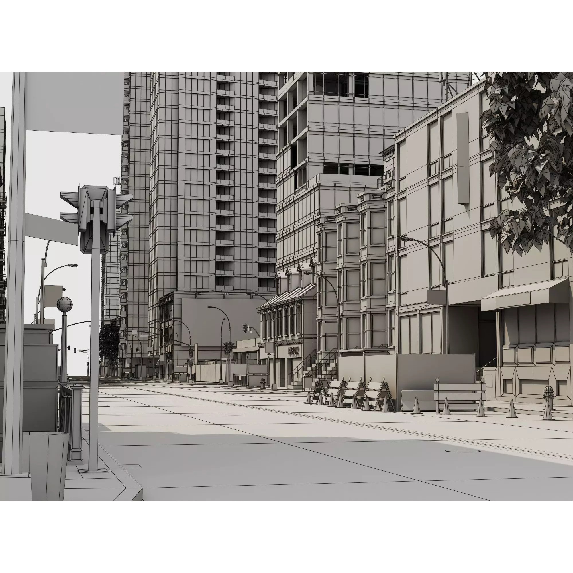 Modern City Buildings Pack - Low-Poly Game-Ready 3D Model - View 23