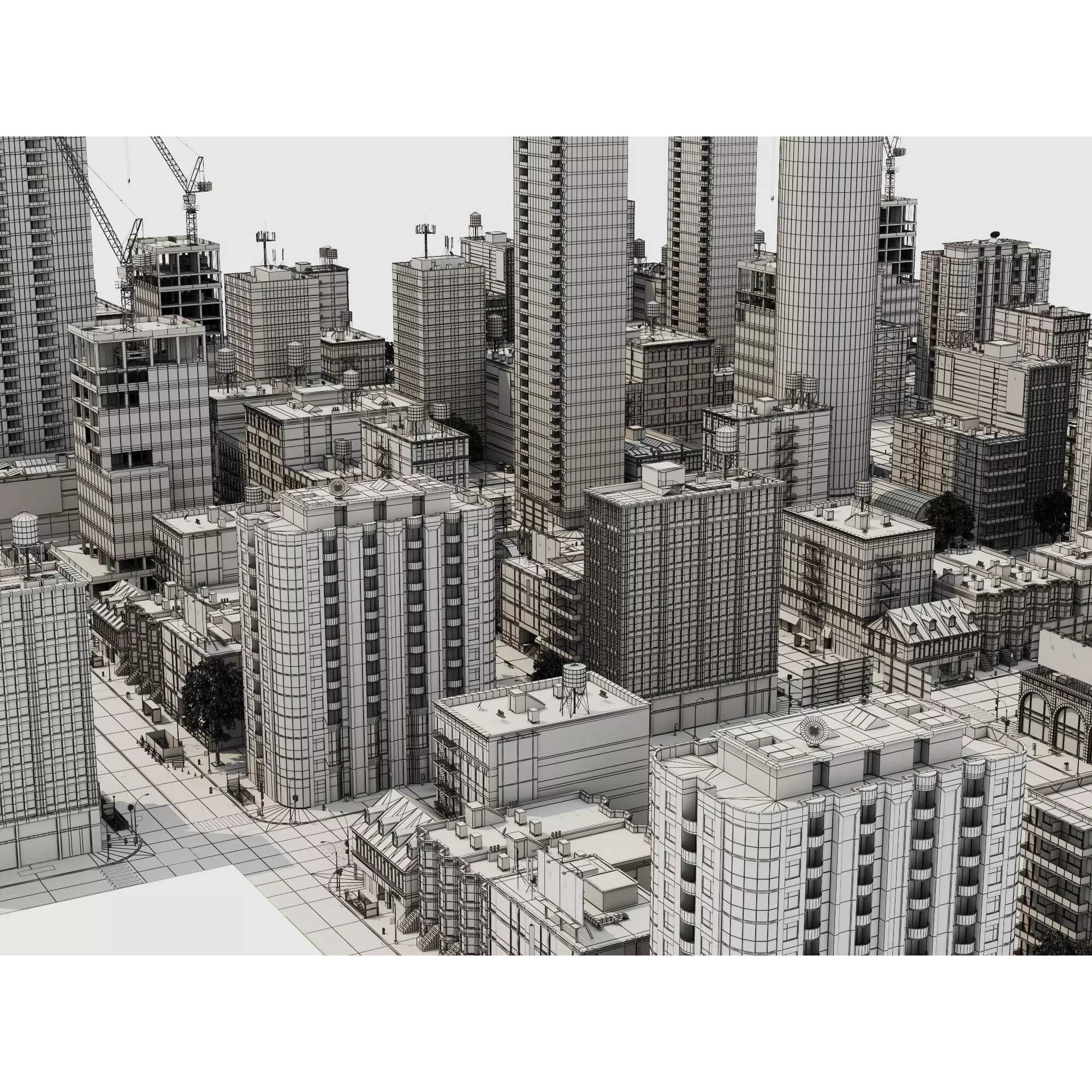 Modern City Buildings Pack - Low-Poly Game-Ready 3D Model - View 24