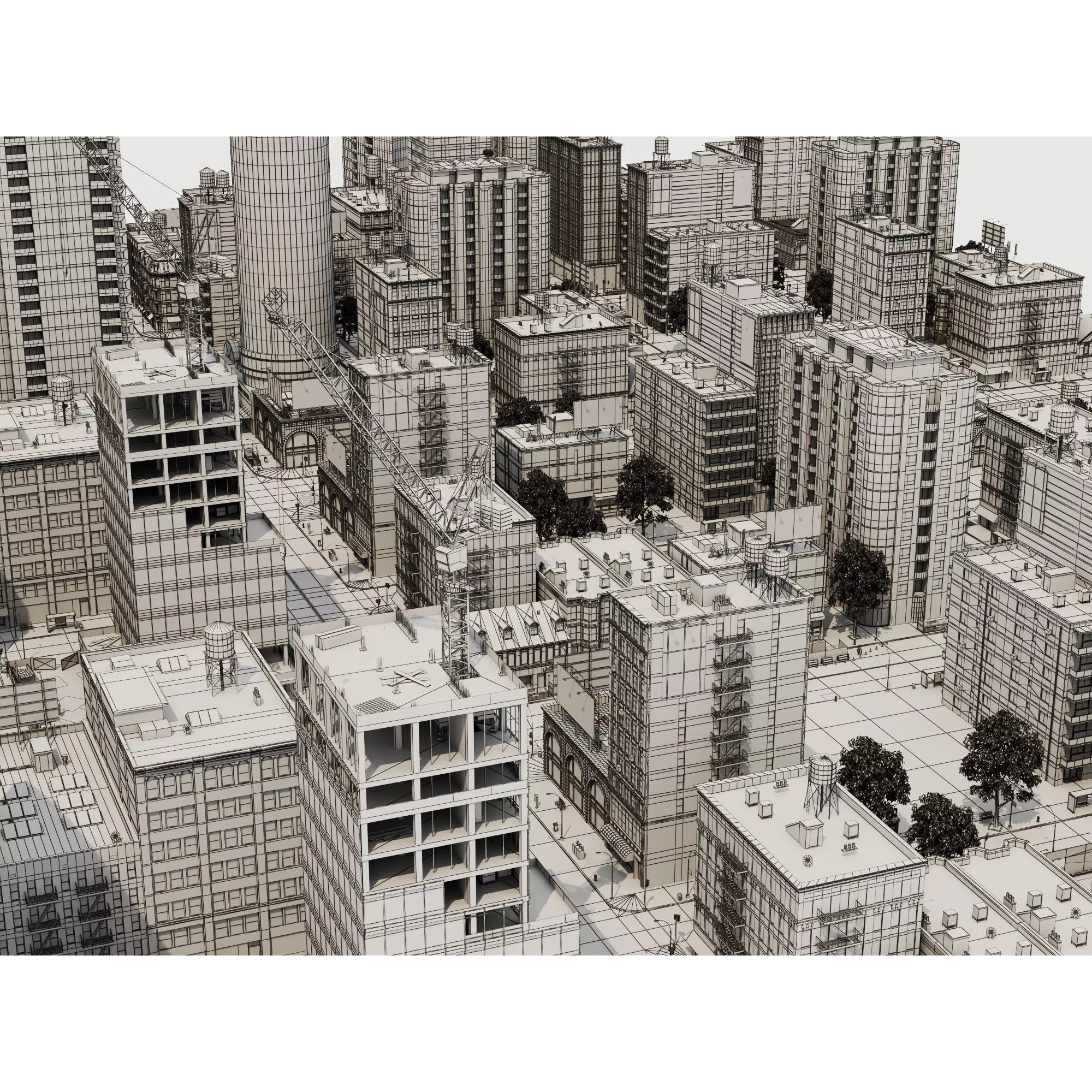 Modern City Buildings Pack - Low-Poly Game-Ready 3D Model - View 25