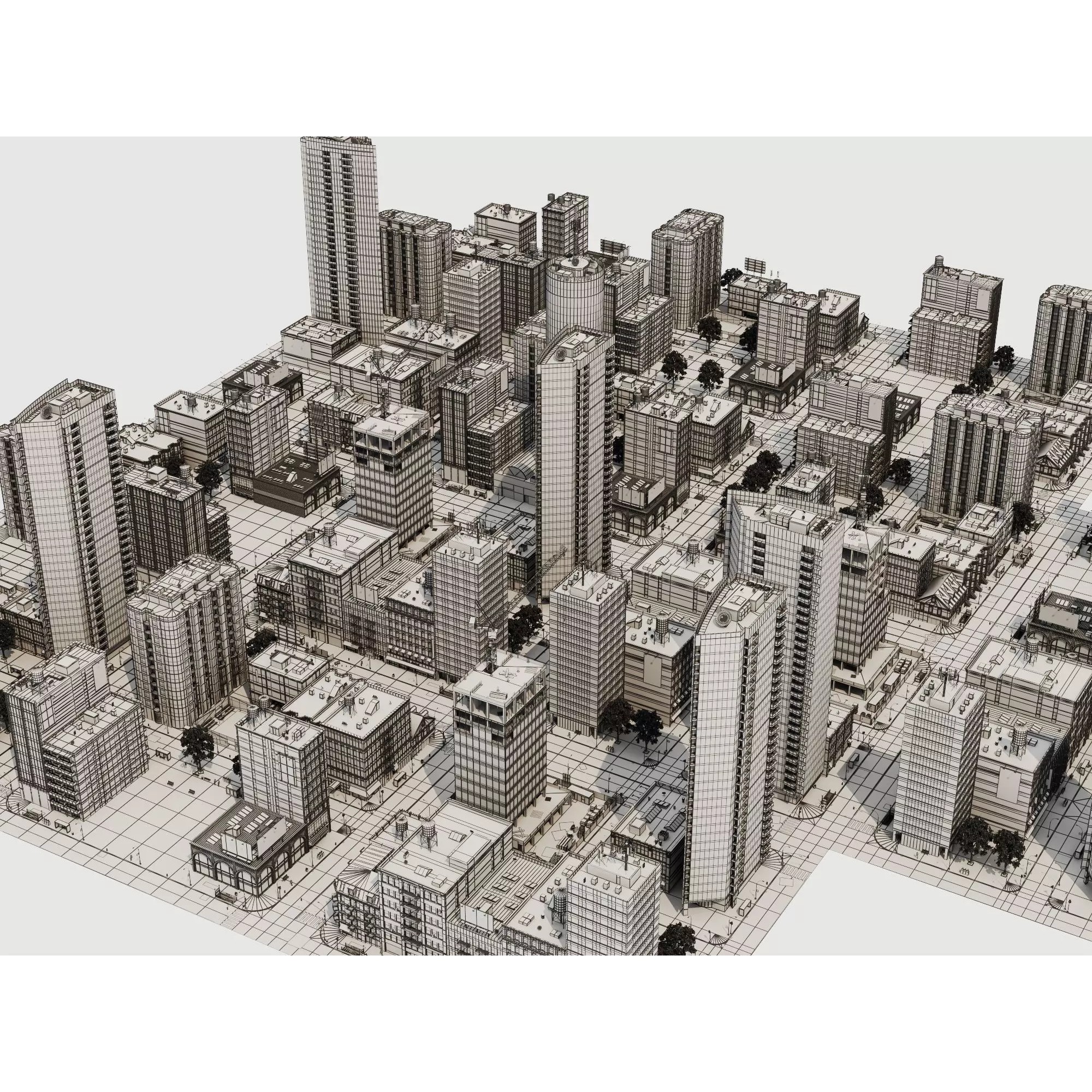 Modern City Buildings Pack - Low-Poly Game-Ready 3D Model - View 26