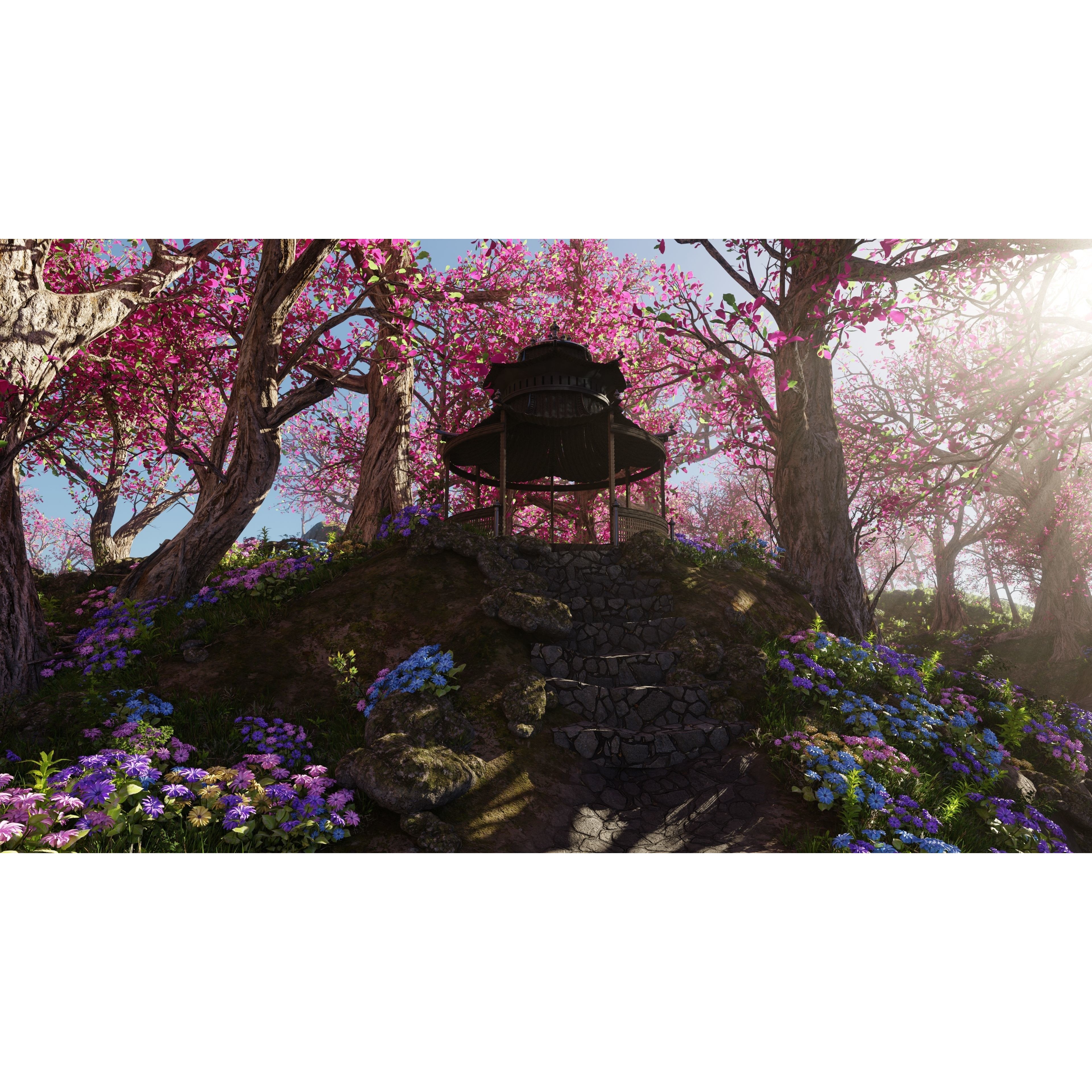 Japanese Gazebo Scene - Game-Ready 3D Model - View 5