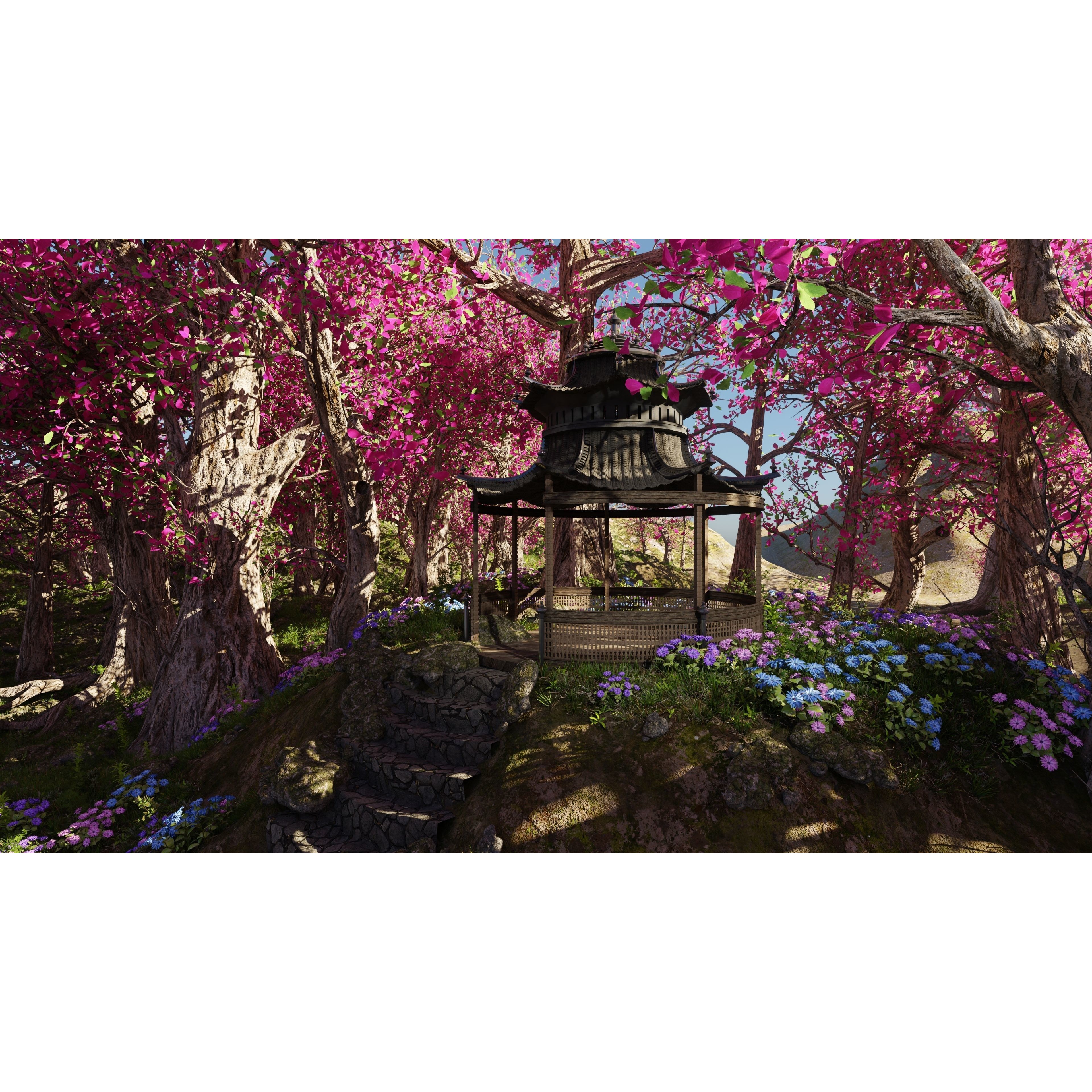 Japanese Gazebo Scene - Game-Ready 3D Model - View 8