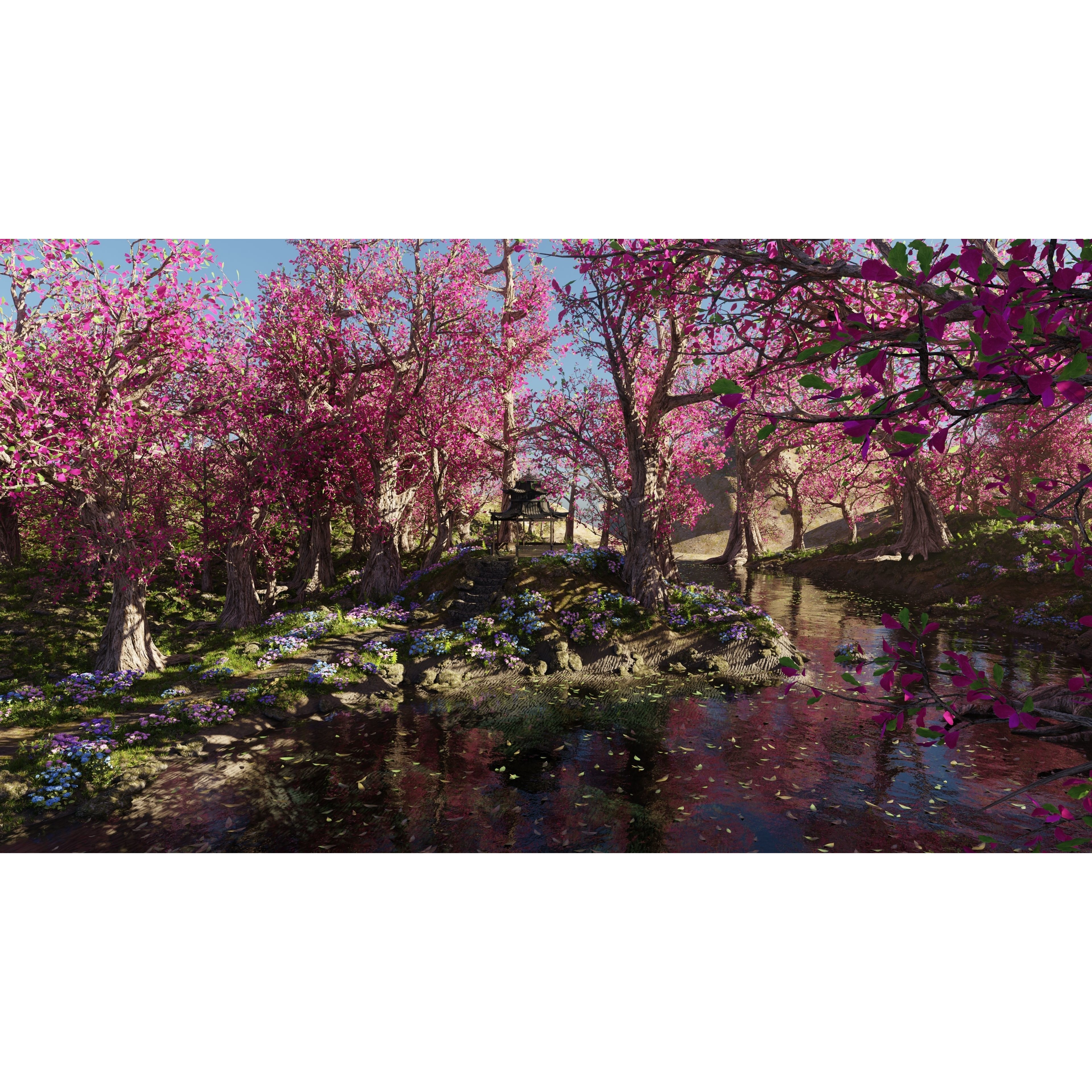 Japanese Gazebo Scene - Game-Ready 3D Model - View 9