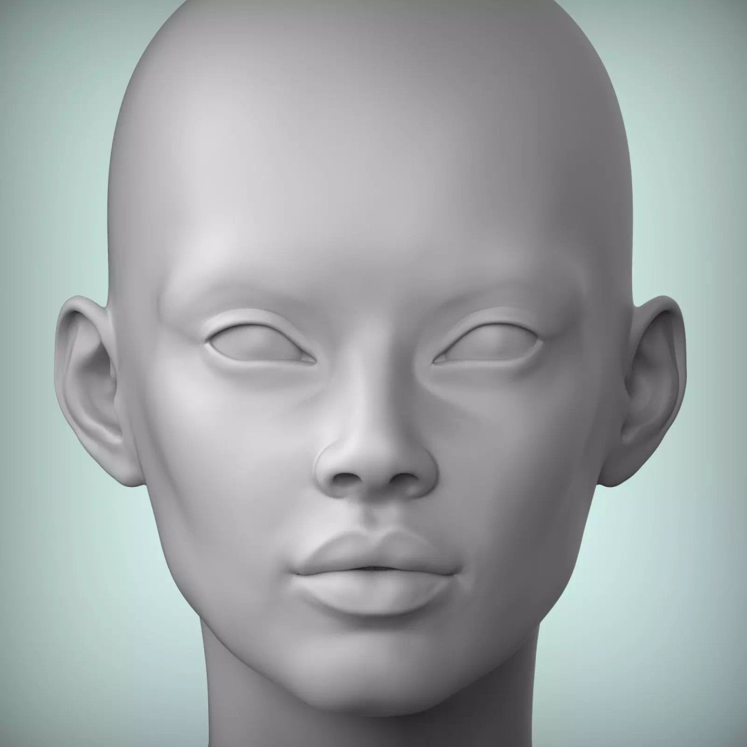 Female Teenager Portrait 3D Model – High Poly Character, STL - View 2