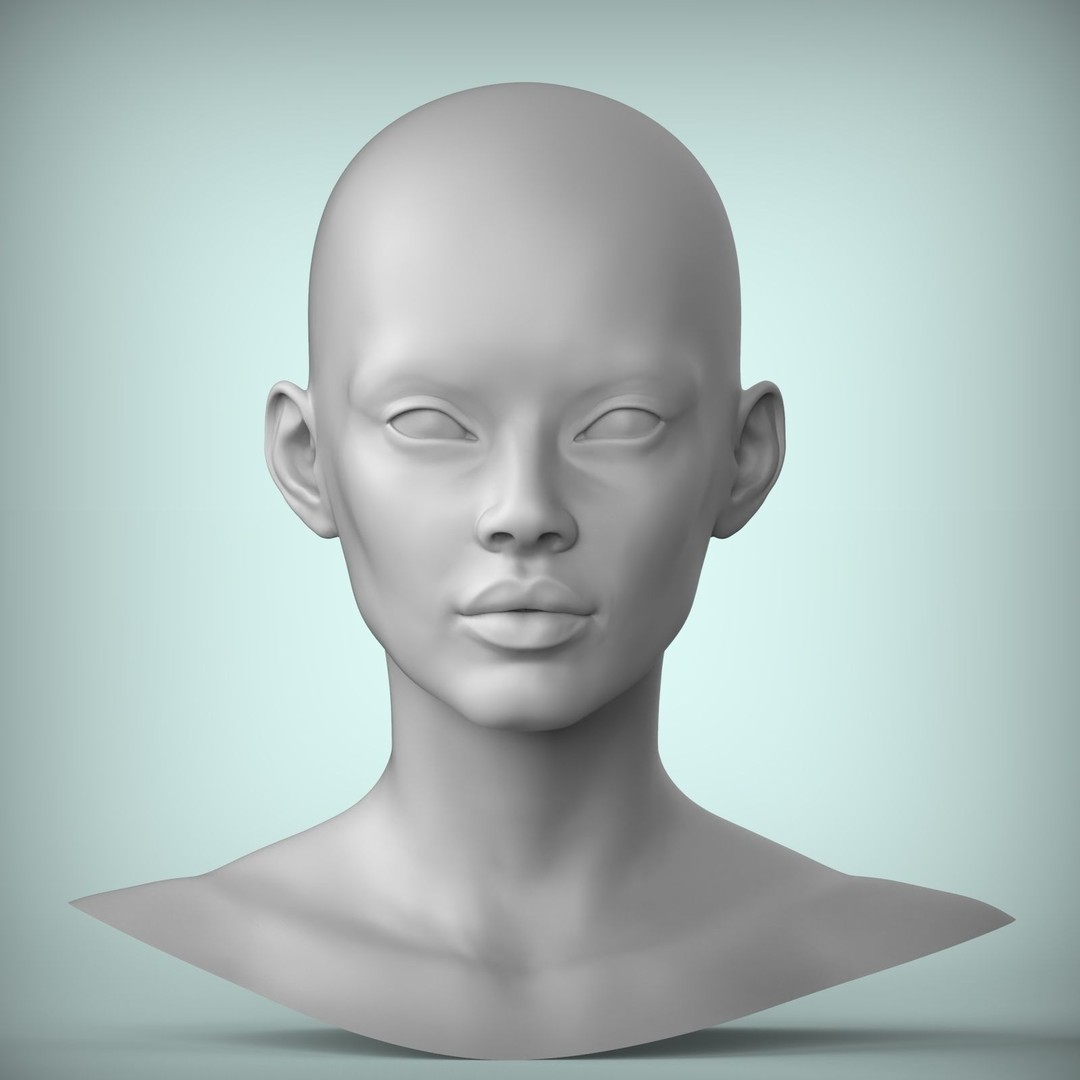 Female Teenager Portrait 3D Model – High Poly Character, STL - View 3