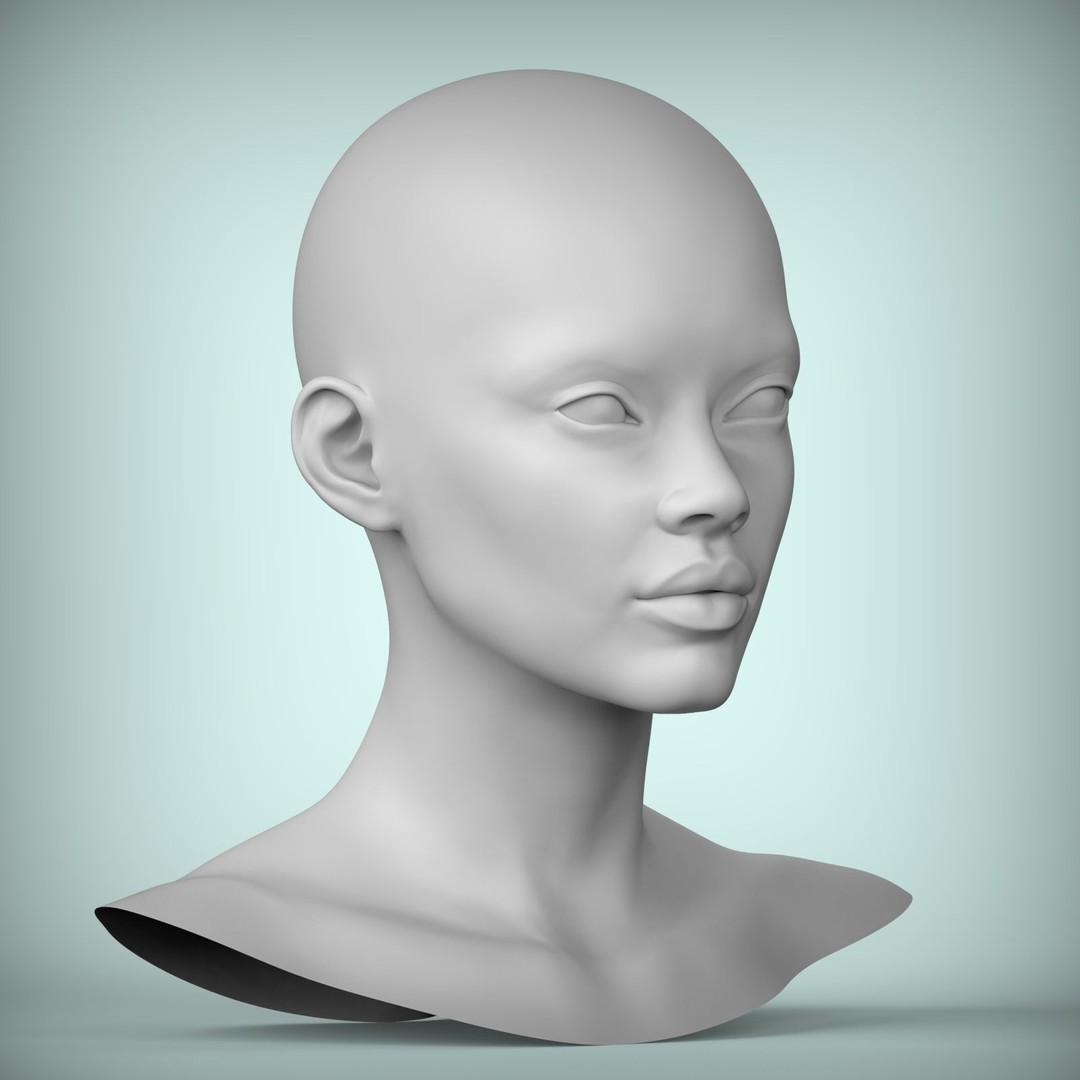 Female Teenager Portrait 3D Model – High Poly Character, STL - View 4
