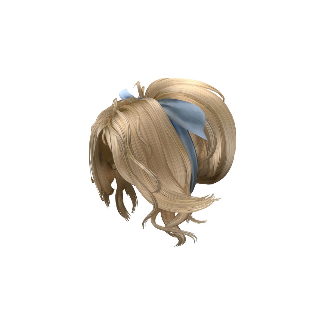Nisa Cute Bow Short Spring Hair 3D Model – Low Poly Game Asset, FBX - View 3