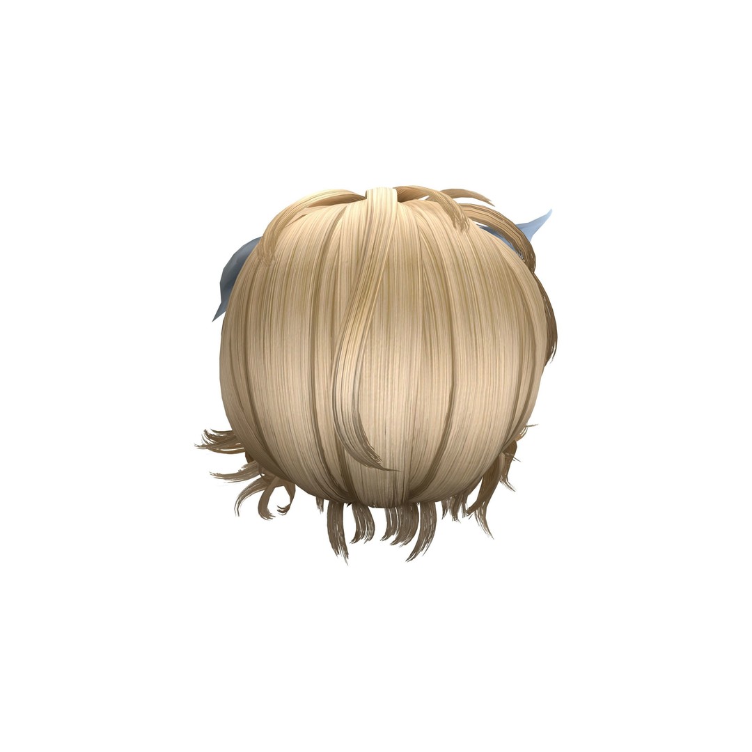 Nisa Cute Bow Short Spring Hair 3D Model – Low Poly Game Asset, FBX - View 5