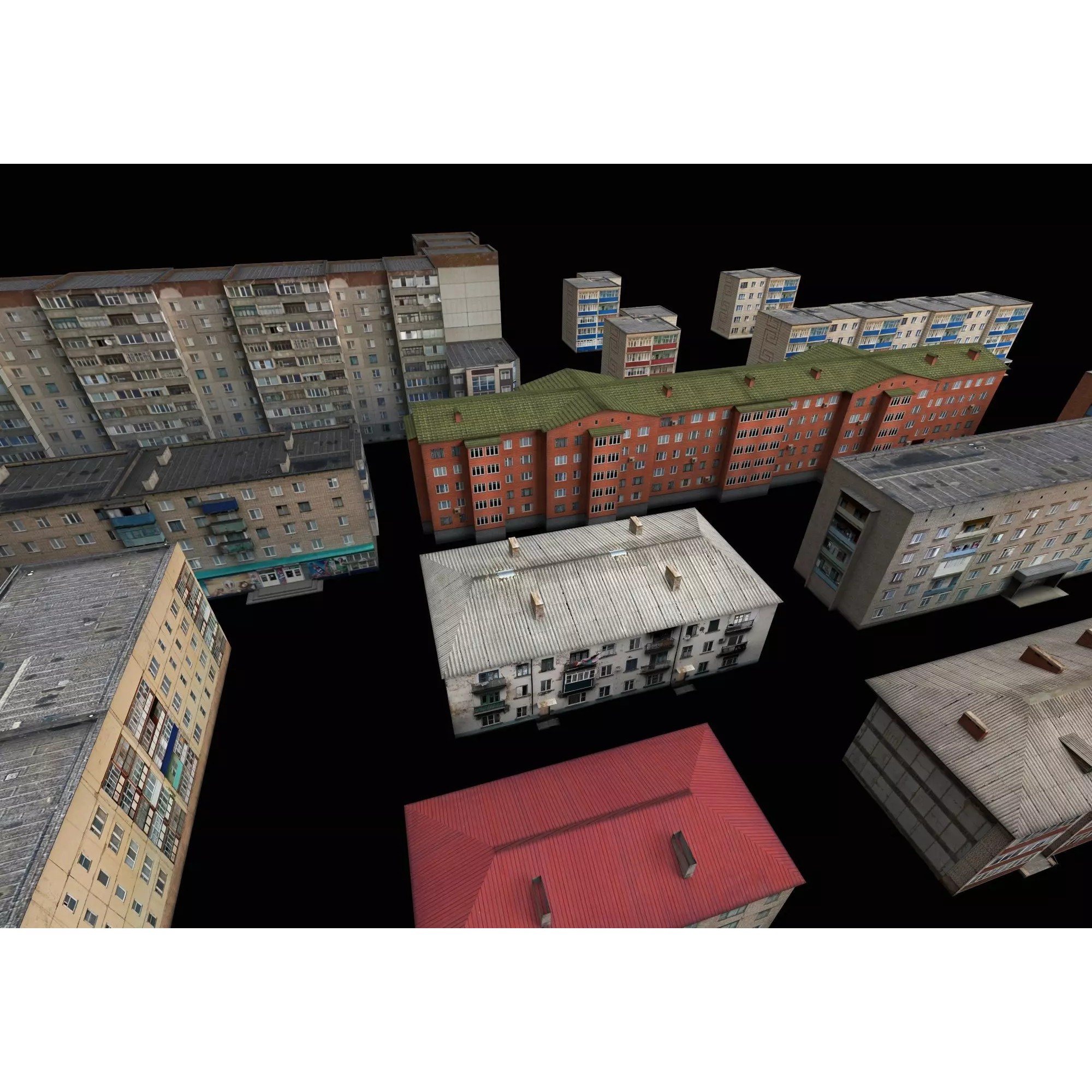 Dilapidated Apartment Building Series - Low-Poly Game-Ready 3D Model - View 11