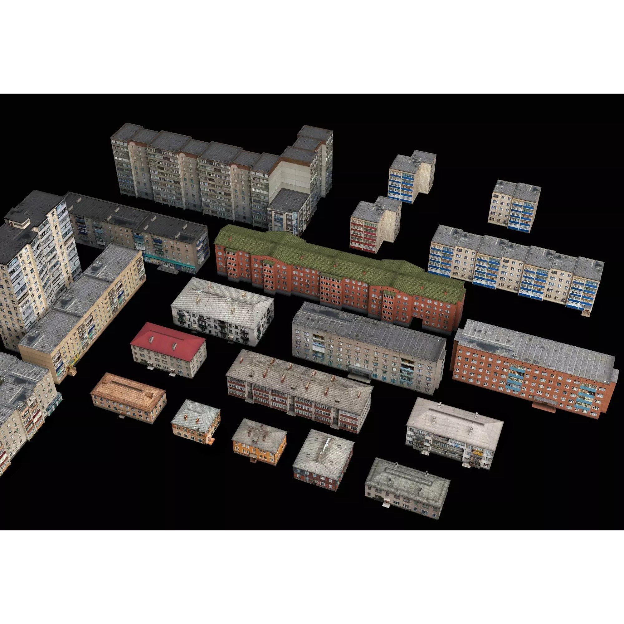 Dilapidated Apartment Building Series - Low-Poly Game-Ready 3D Model - View 2