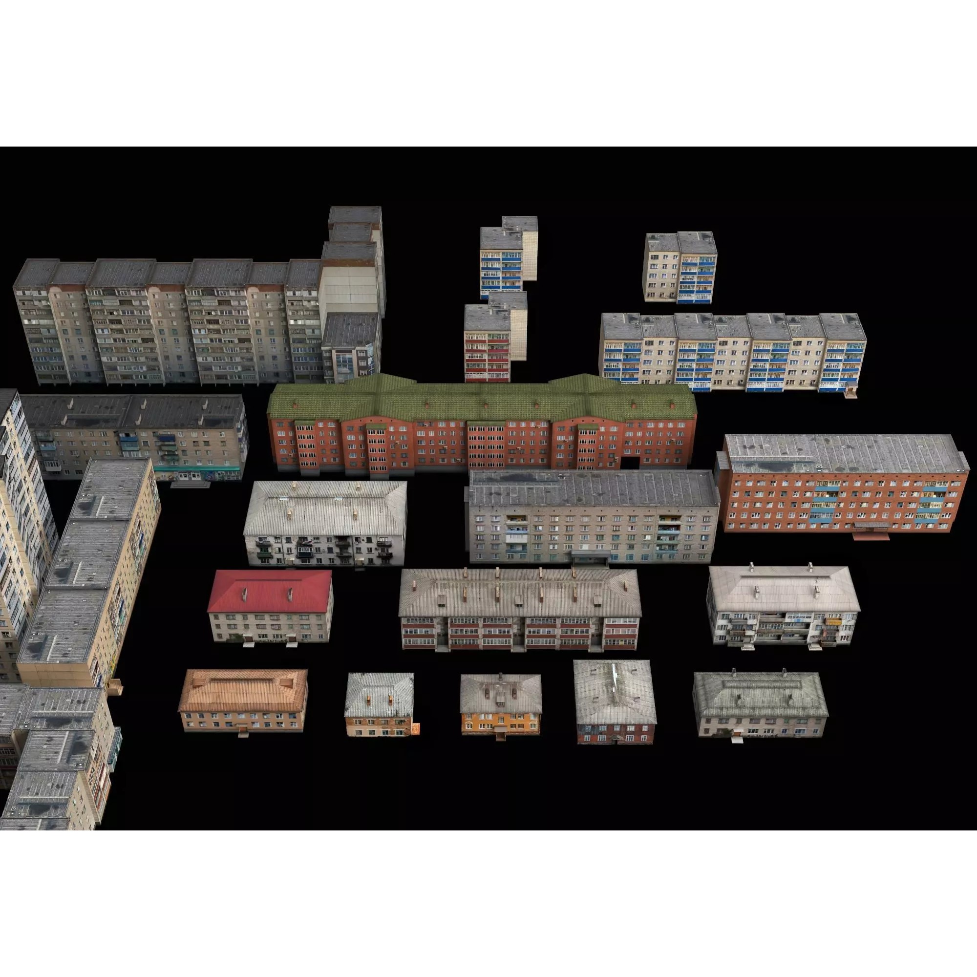 Dilapidated Apartment Building Series - Low-Poly Game-Ready 3D Model - View 3