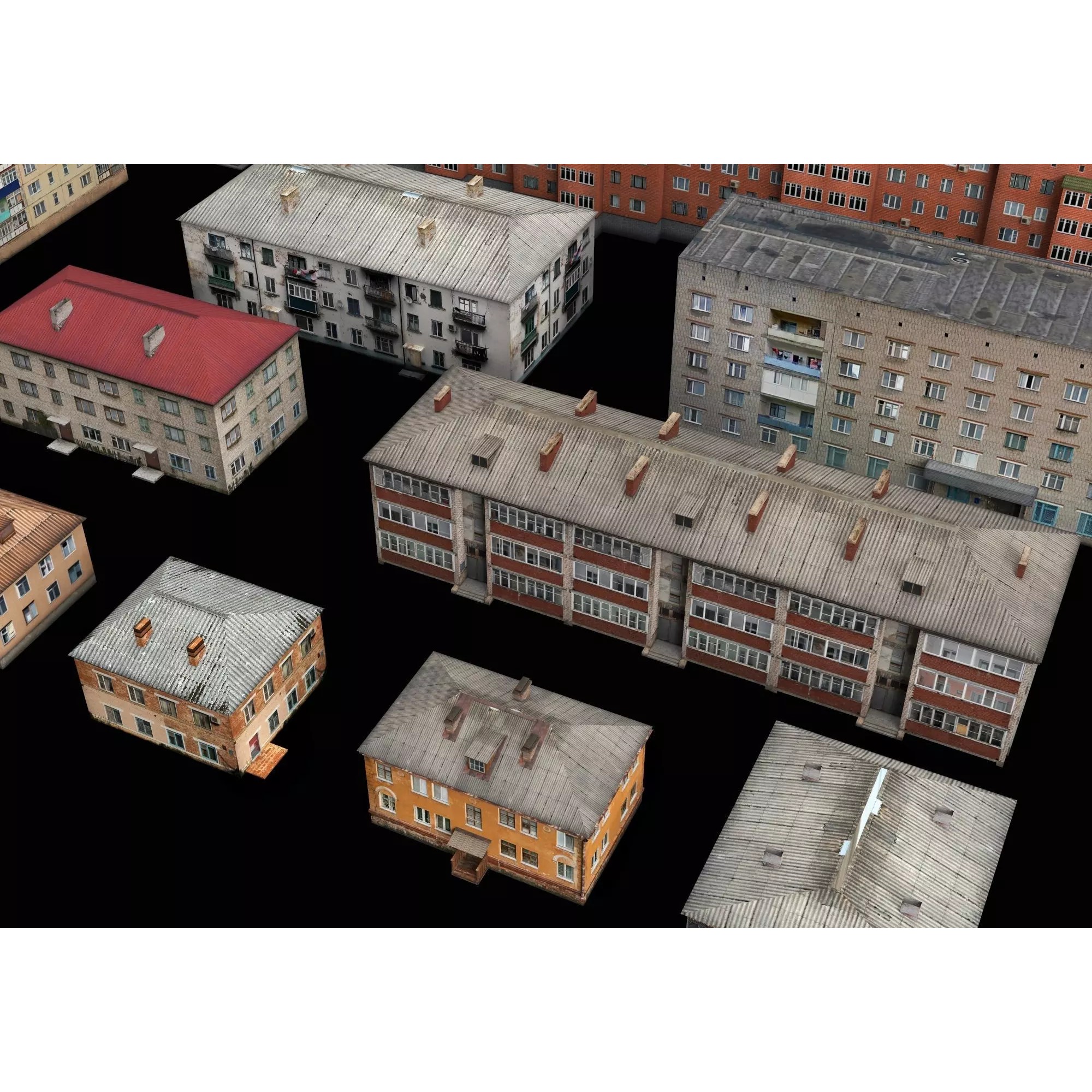 Dilapidated Apartment Building Series - Low-Poly Game-Ready 3D Model - View 4