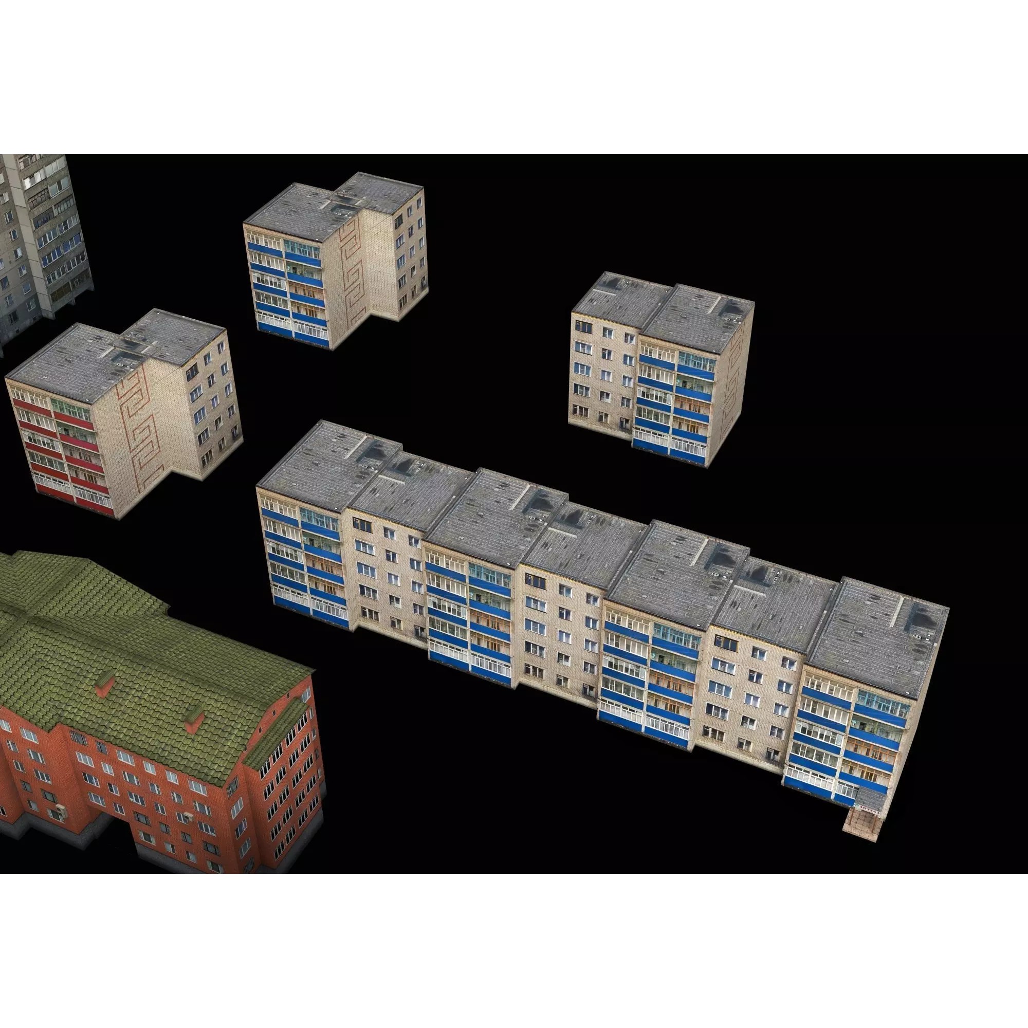 Dilapidated Apartment Building Series - Low-Poly Game-Ready 3D Model - View 6