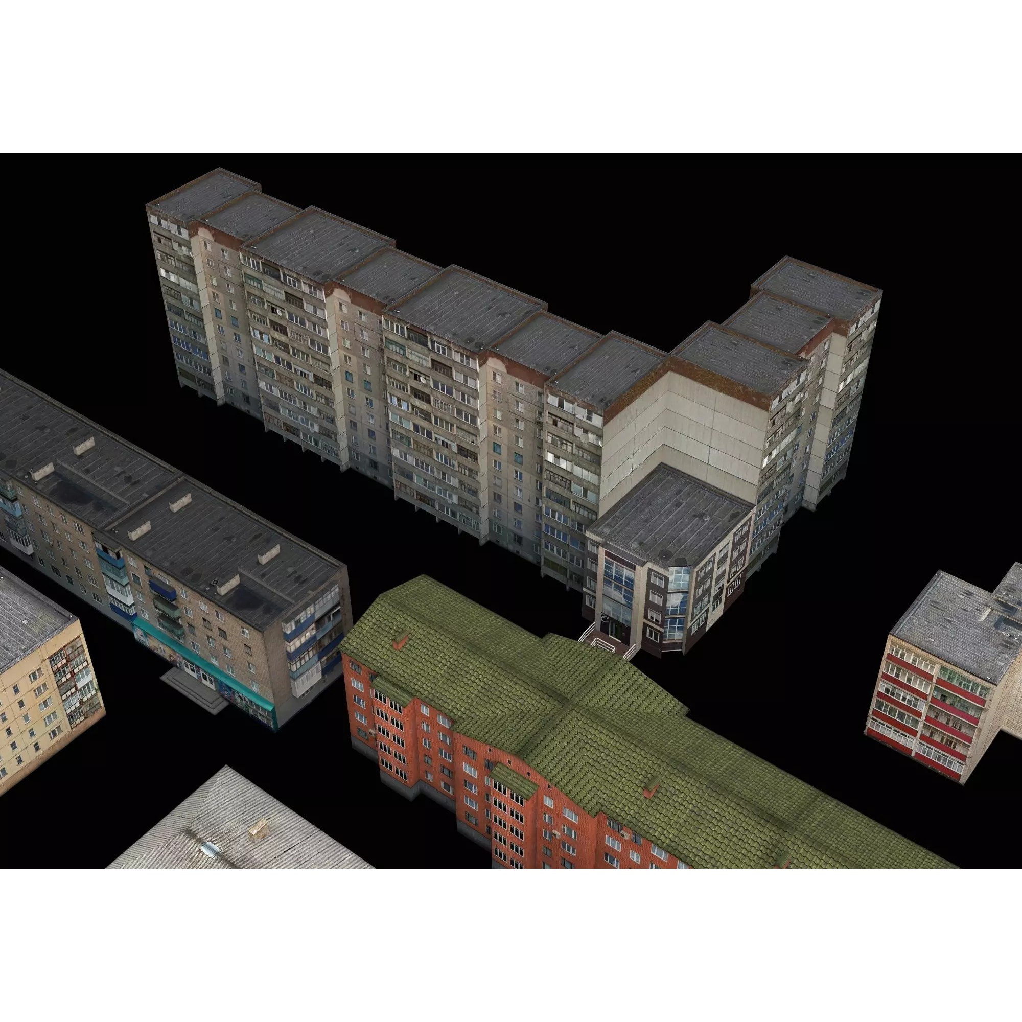 Dilapidated Apartment Building Series - Low-Poly Game-Ready 3D Model - View 7
