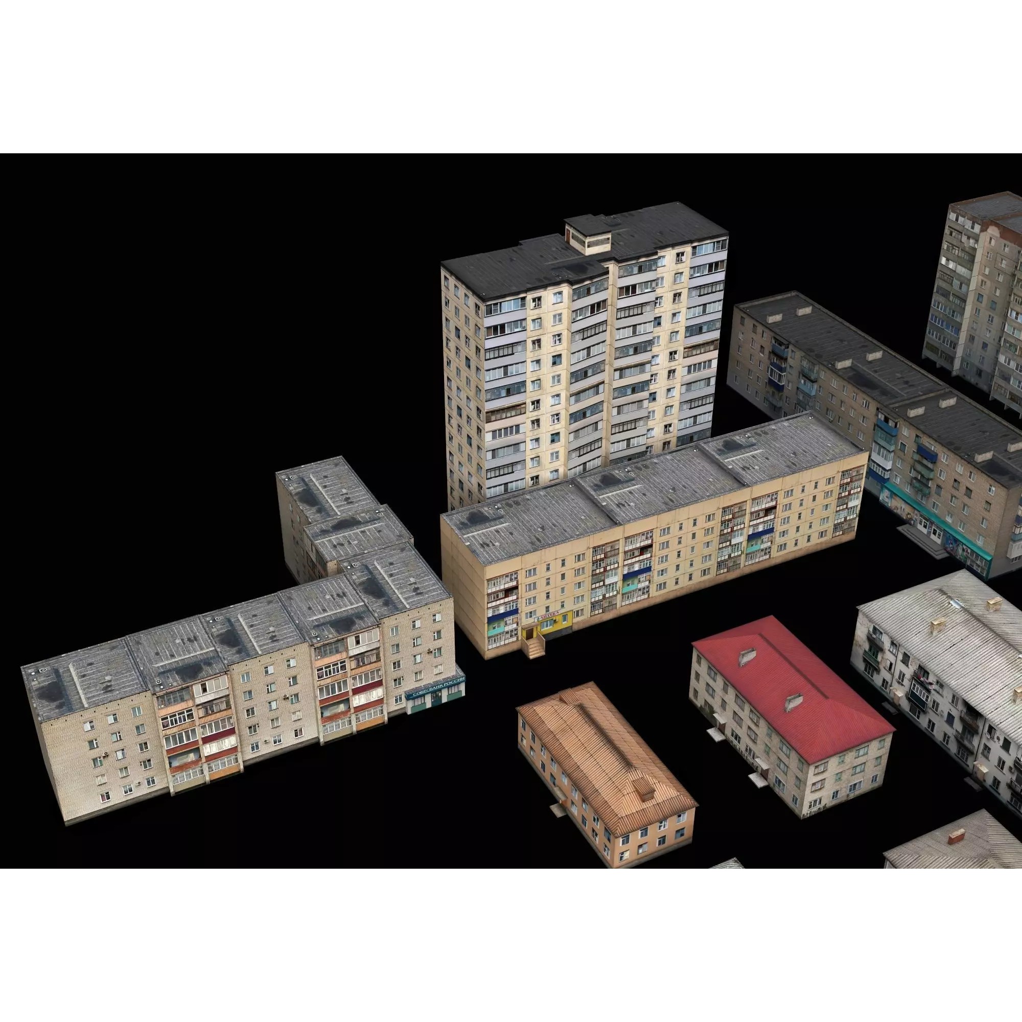 Dilapidated Apartment Building Series - Low-Poly Game-Ready 3D Model - View 8