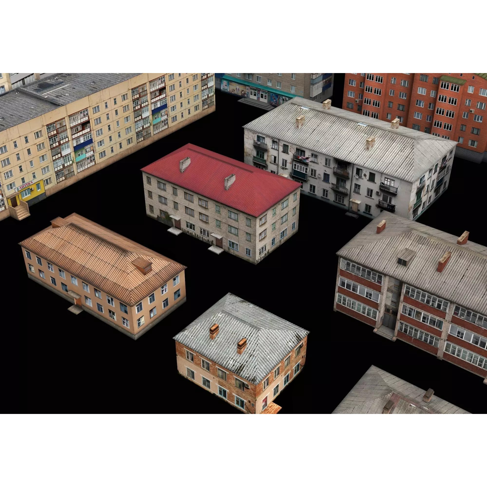 Dilapidated Apartment Building Series - Low-Poly Game-Ready 3D Model - View 9