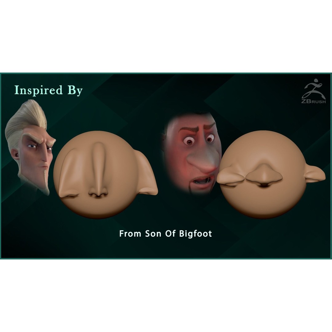 Nose Stylized VDM Brush 3D Model – 20 Cartoon Alphas for ZBrush