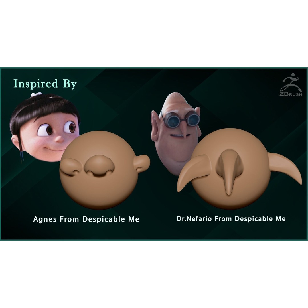Nose Stylized VDM Brush 3D Model – 20 Cartoon Alphas for ZBrush - View 11
