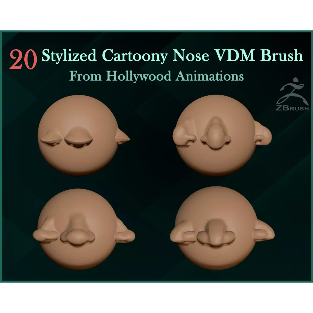 Nose Stylized VDM Brush 3D Model – 20 Cartoon Alphas for ZBrush - View 2