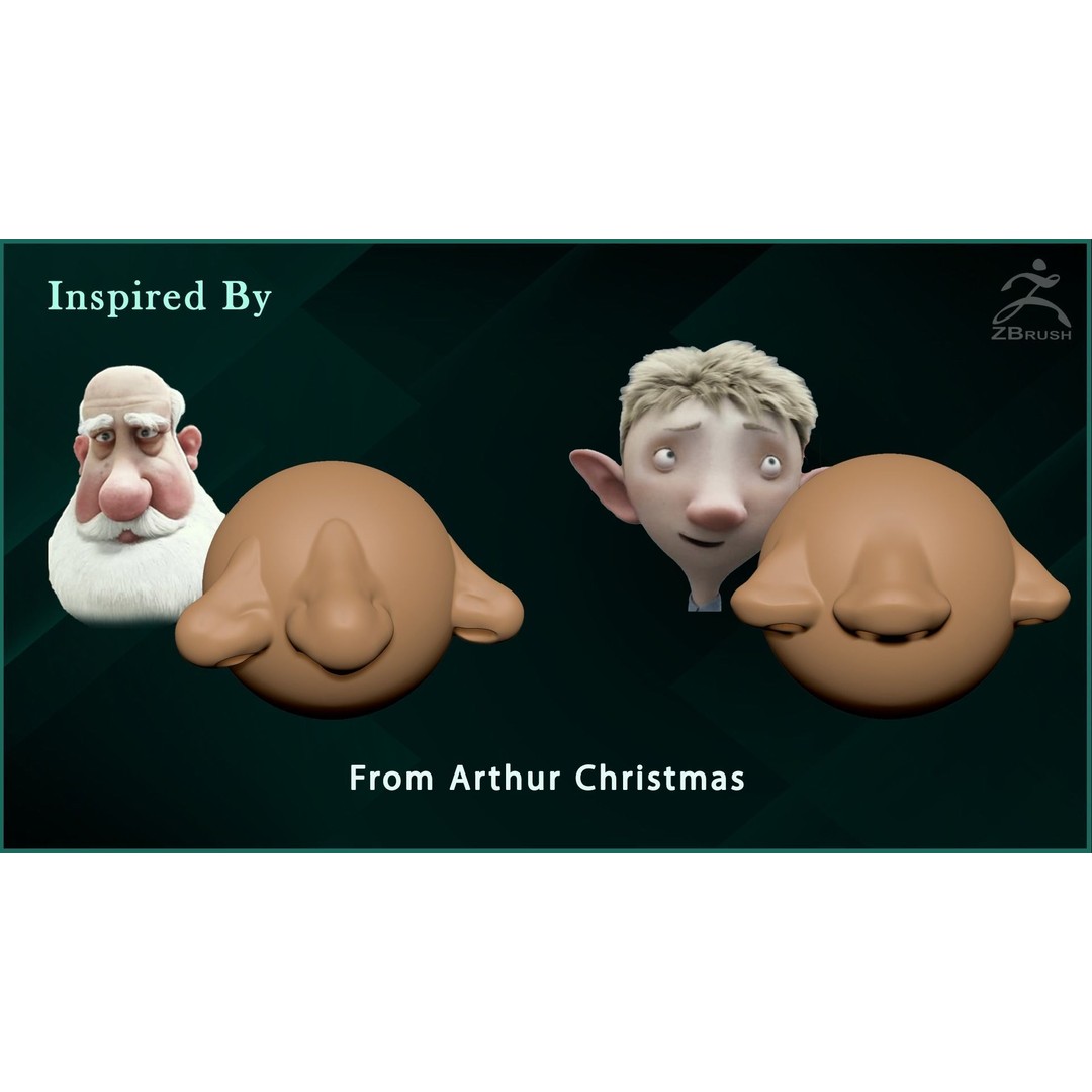 Nose Stylized VDM Brush 3D Model – 20 Cartoon Alphas for ZBrush - View 3
