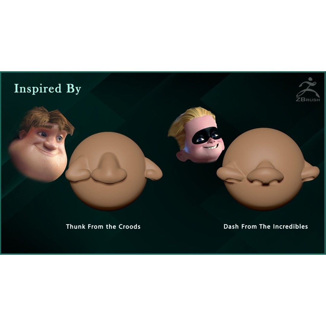 Nose Stylized VDM Brush 3D Model – 20 Cartoon Alphas for ZBrush - View 4