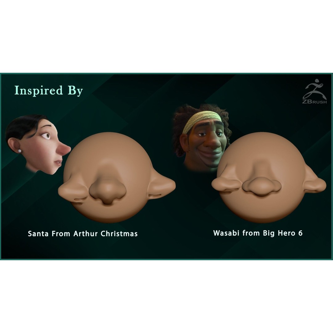Nose Stylized VDM Brush 3D Model – 20 Cartoon Alphas for ZBrush - View 5