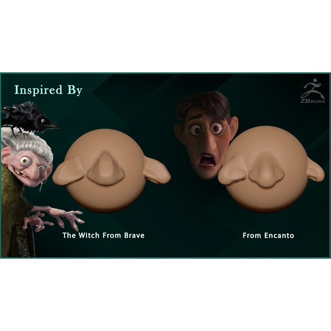 Nose Stylized VDM Brush 3D Model – 20 Cartoon Alphas for ZBrush - View 8
