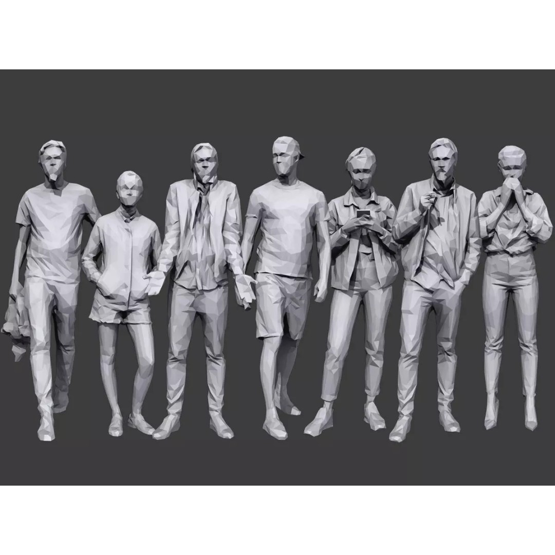 Lowpoly Casual Characters 3D Model – Low Poly Stylized Pack, FBX - View 2