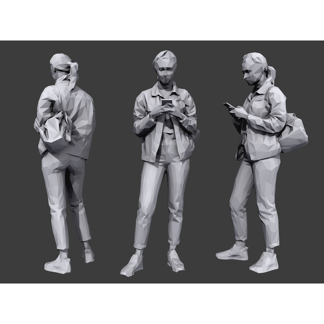 Lowpoly Casual Characters 3D Model – Low Poly Stylized Pack, FBX - View 3