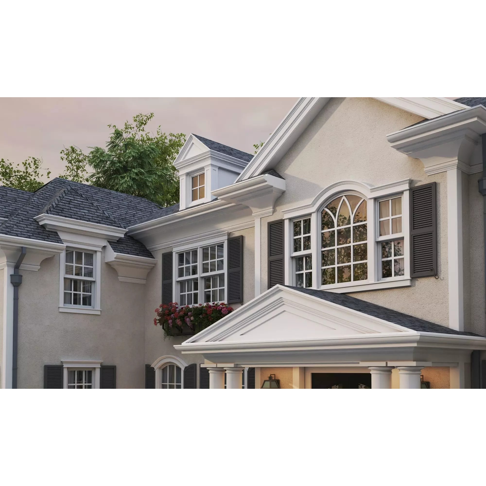American Luxury Villa Exterior - Low-Poly 3D Model - View 10