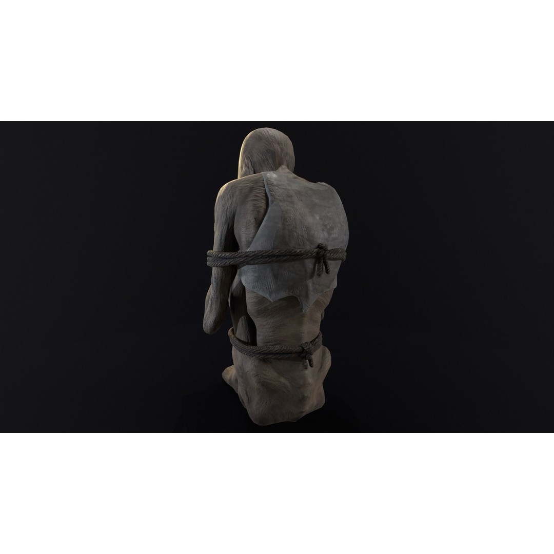 Mummified Corpse 3D Model – Low Poly Character Asset, FBX, OBJ - View 13