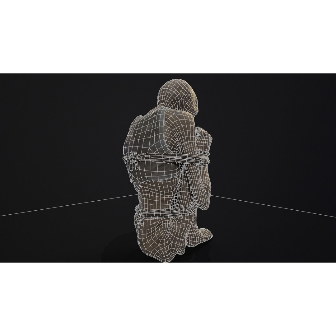 Mummified Corpse 3D Model – Low Poly Character Asset, FBX, OBJ - View 16