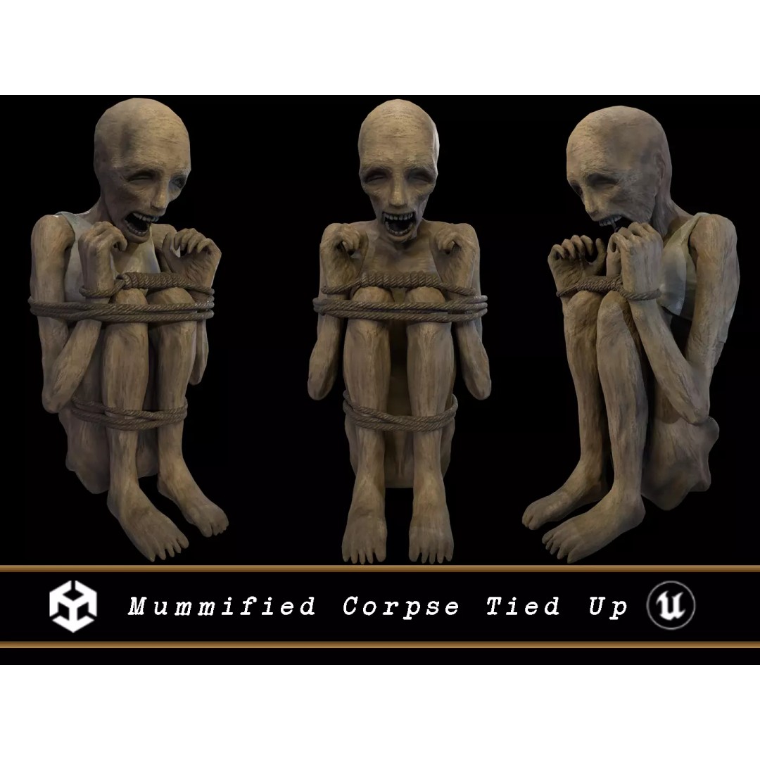 Mummified Corpse 3D Model – Low Poly Character Asset, FBX, OBJ - View 2