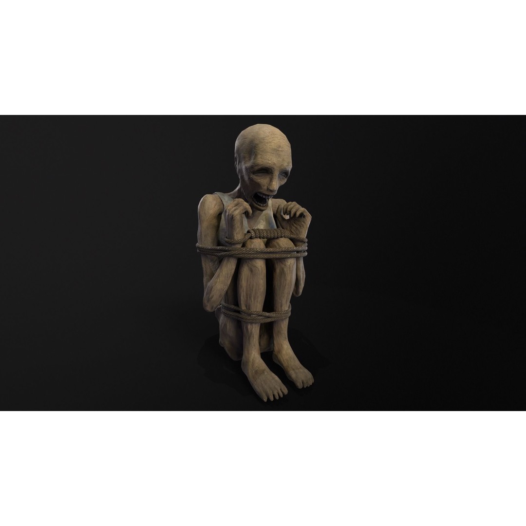 Mummified Corpse 3D Model – Low Poly Character Asset, FBX, OBJ - View 3