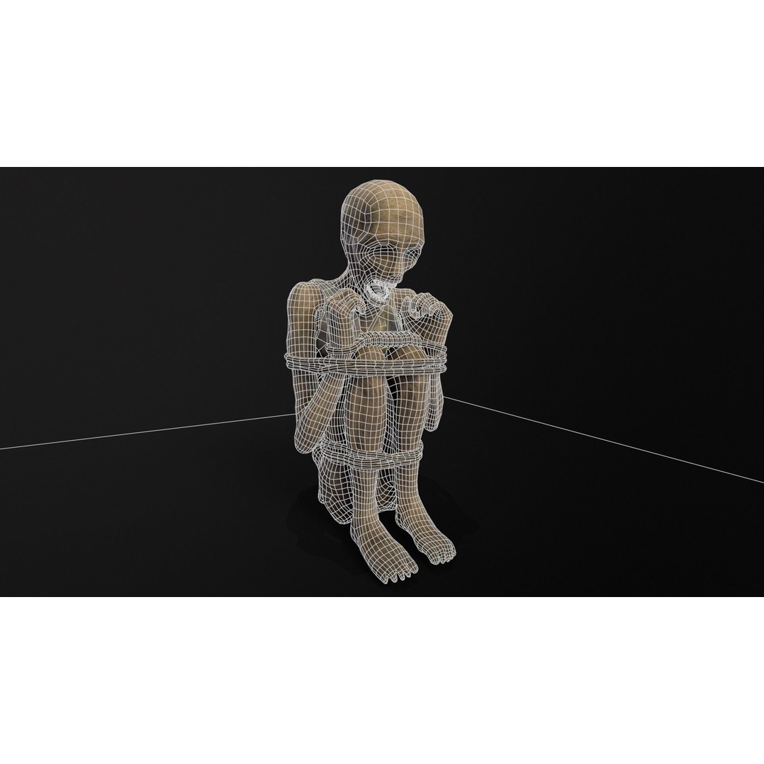Mummified Corpse 3D Model – Low Poly Character Asset, FBX, OBJ - View 4