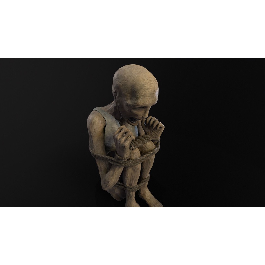 Mummified Corpse 3D Model – Low Poly Character Asset, FBX, OBJ - View 5