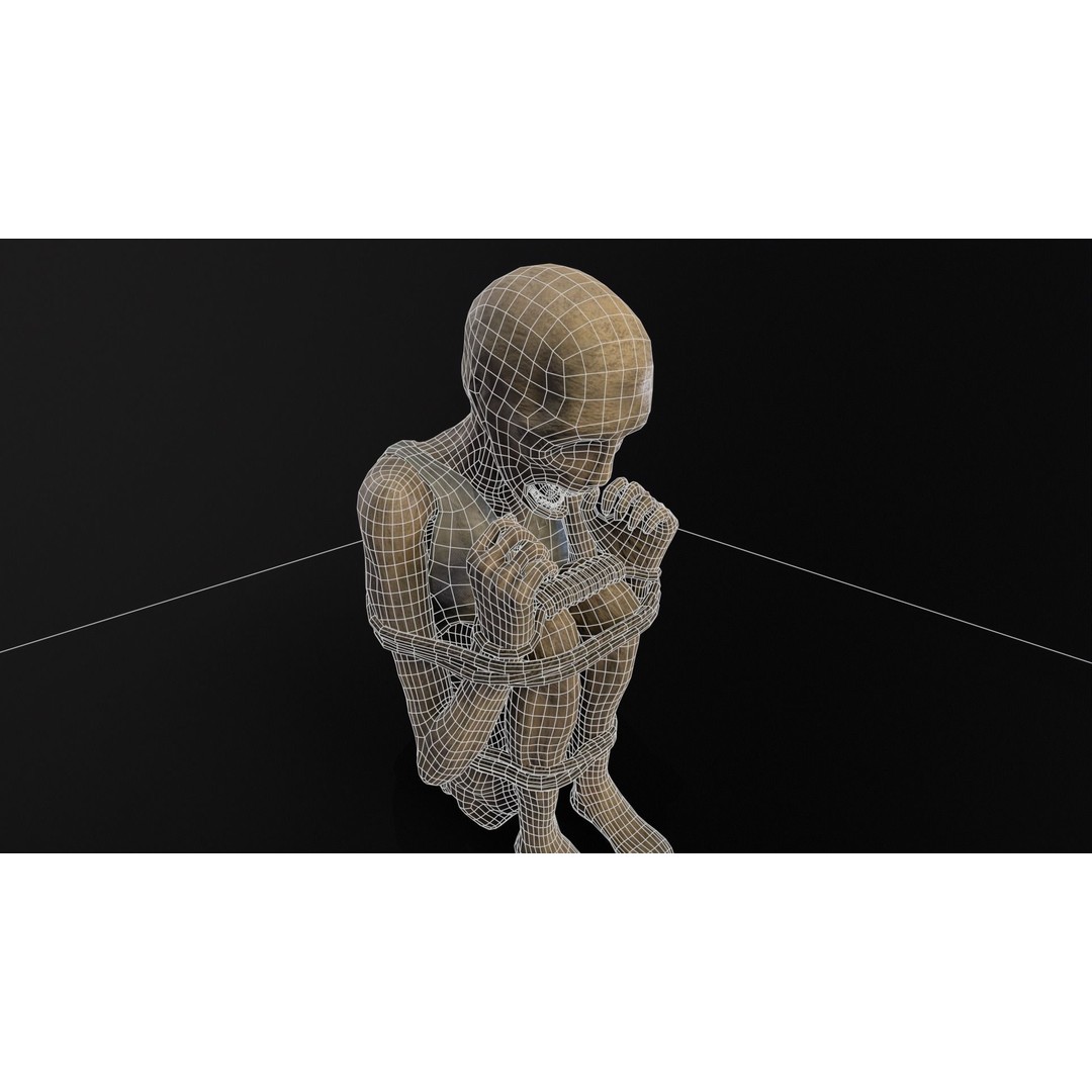 Mummified Corpse 3D Model – Low Poly Character Asset, FBX, OBJ - View 6