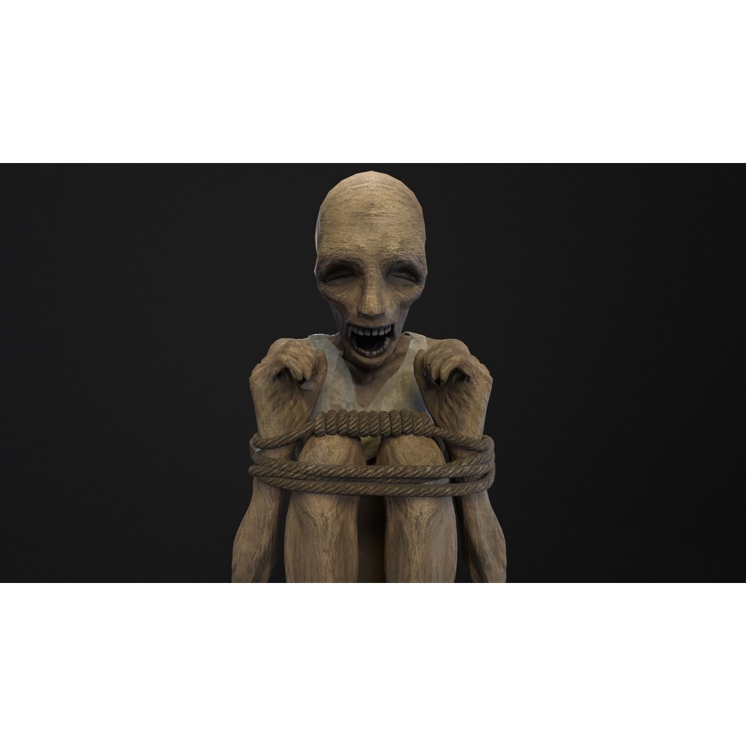 Mummified Corpse 3D Model – Low Poly Character Asset, FBX, OBJ - View 7