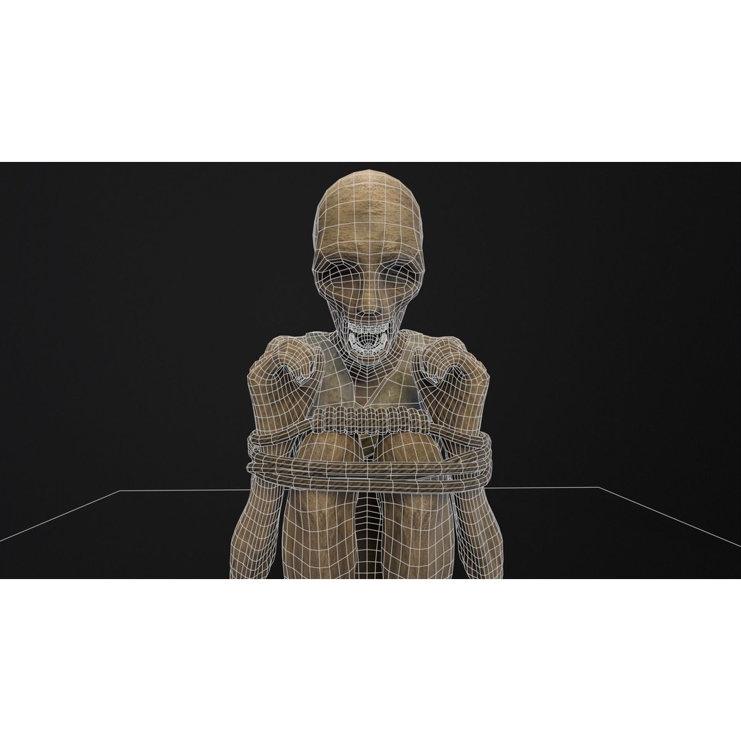 Mummified Corpse 3D Model – Low Poly Character Asset, FBX, OBJ - View 8