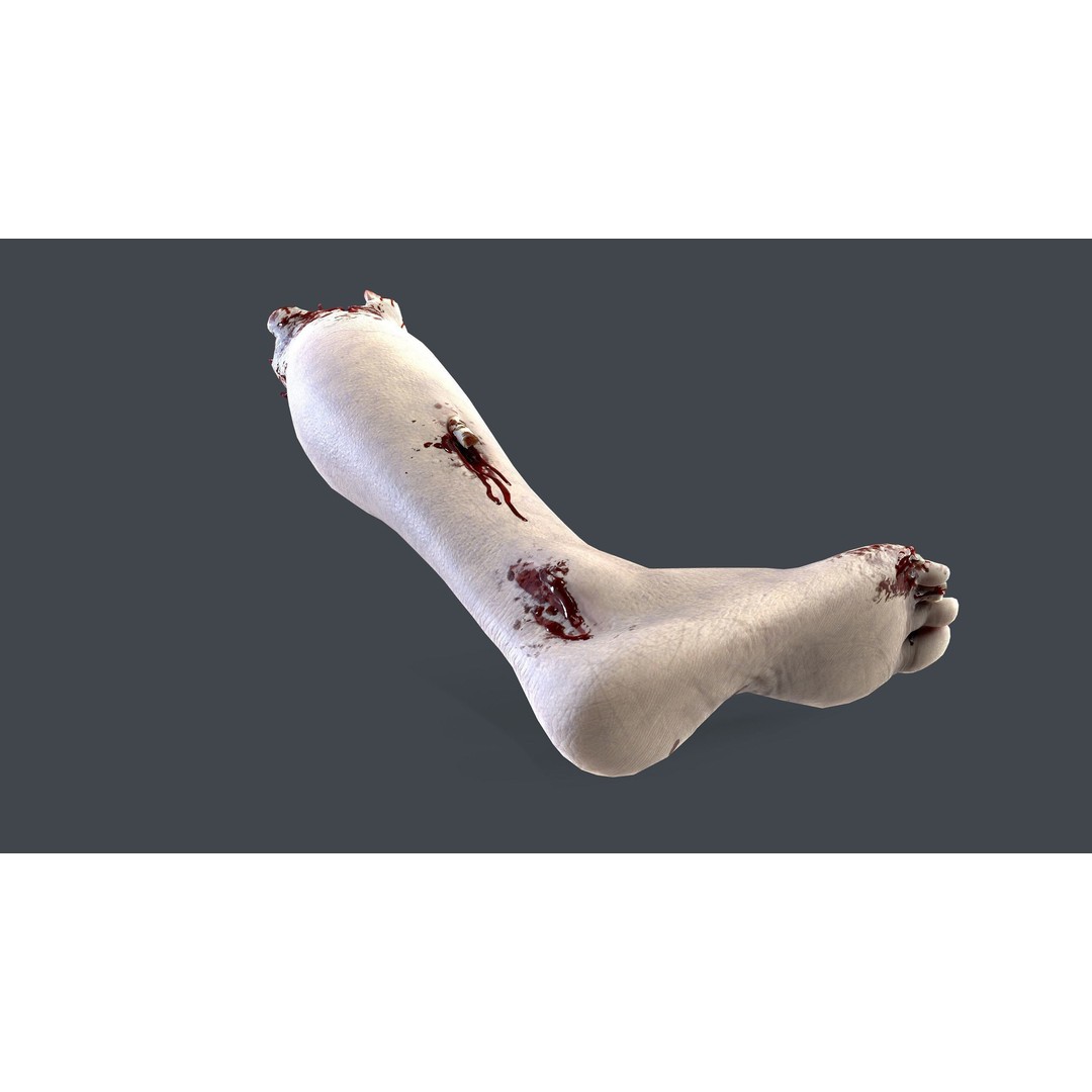 Severed Foot 3D Model – Low Poly Game Asset with PBR Textures - View 11