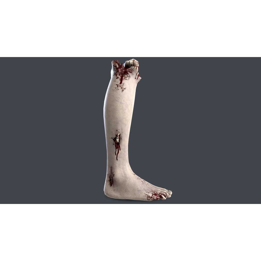 Severed Foot 3D Model – Low Poly Game Asset with PBR Textures - View 7