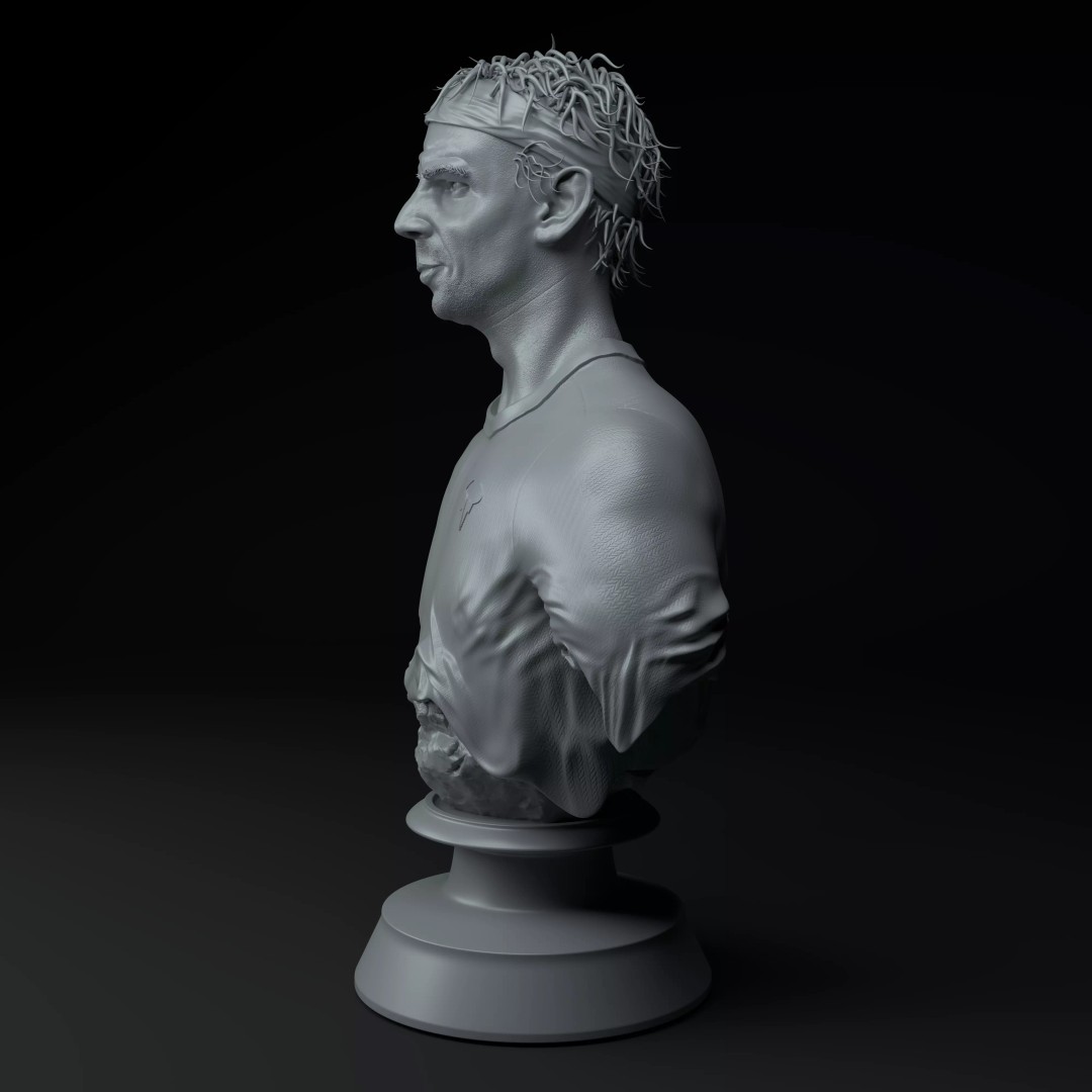 Rafael Nadal Tennis Bust 3D Model – Premium Sculpture for Printing - View 4