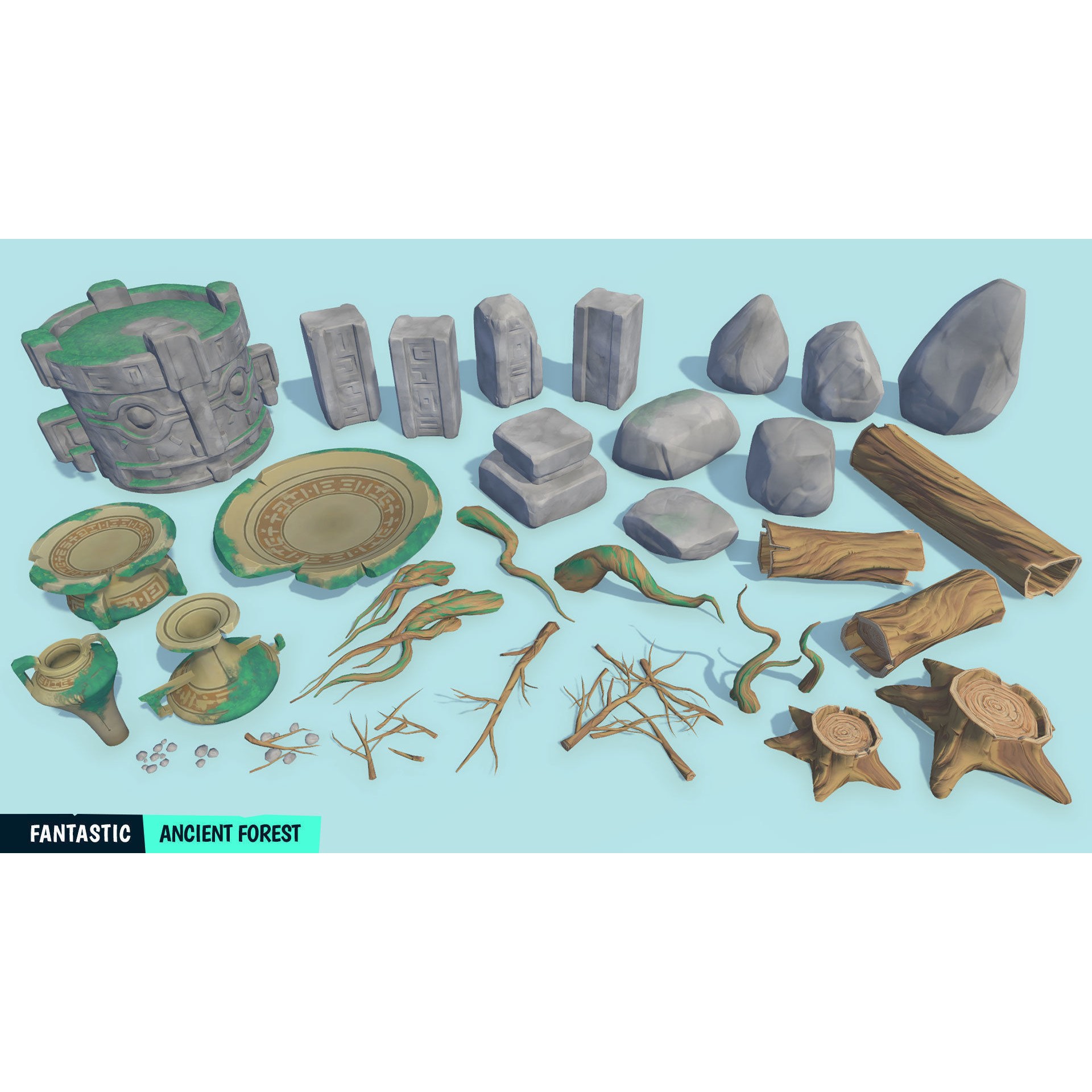 Ancient Forest - Low-Poly Game-Ready 3D Model - View 19