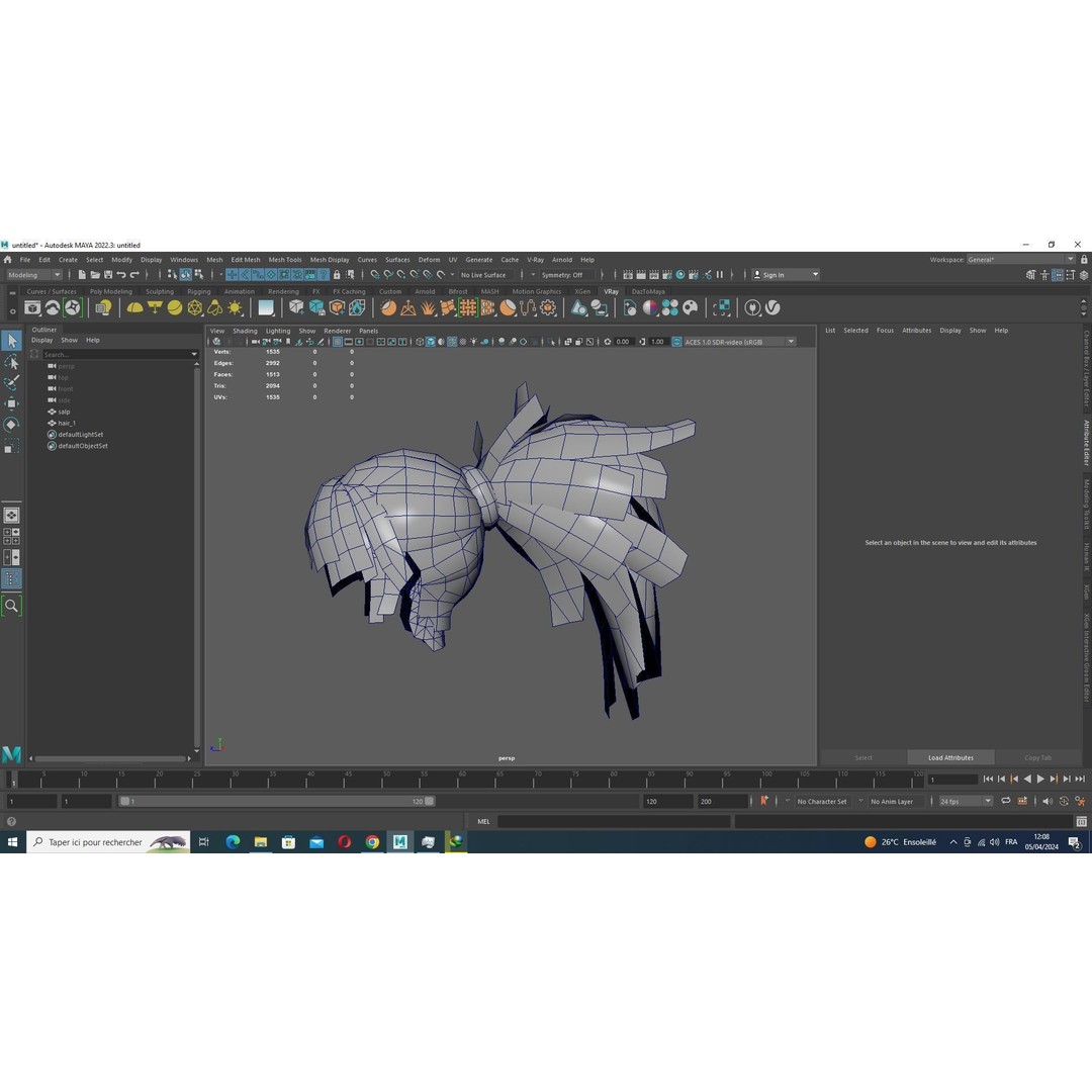 Female Hair 3D Model – Low Poly High Ponytail, FBX, Game Ready - View 15