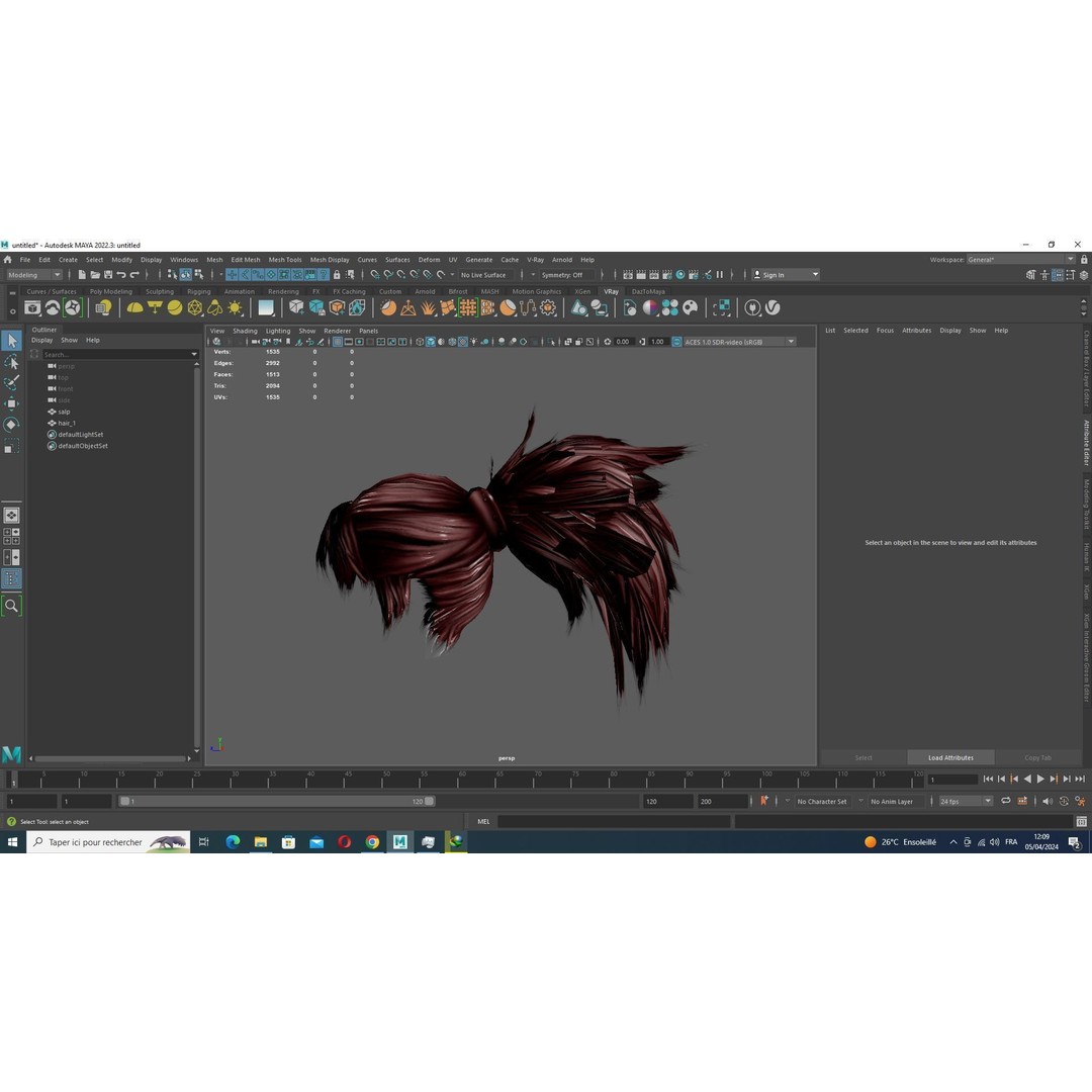 Female Hair 3D Model – Low Poly High Ponytail, FBX, Game Ready - View 16